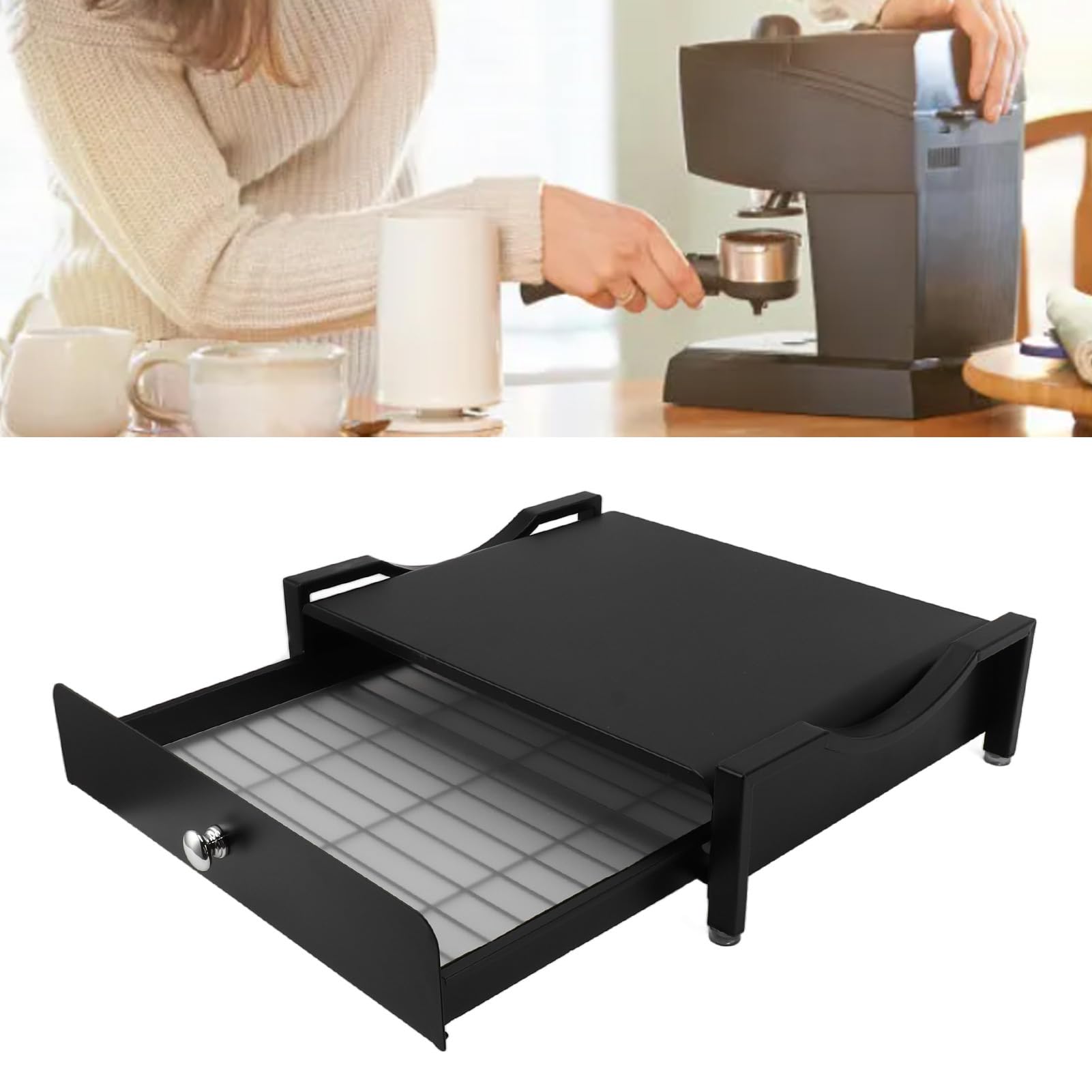 Premium Coffee Capsule Holder & Drawer Organizer - Sliding Storage for Nespresso, Keurig & Coffee Pods - Compact Home & Office Coffee Machine Accessory (Black, Large) - Perfect for Kitchen Countertops & Coffee Stations