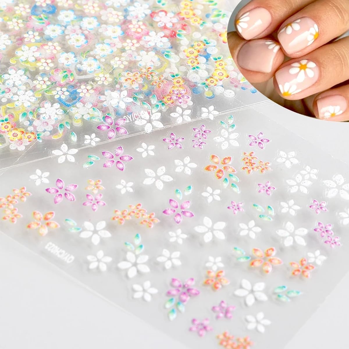 30 Sheets 3D Flower Nail Art Stickers - Self-Adhesive Nail Decals with Roses, Daisies & Cherry Blossoms - Pink Floral Nail Designs & Cute Heart Stickers for Acrylic Nails - Perfect for Salon, Home Manicures & Nail Art Enthusiasts