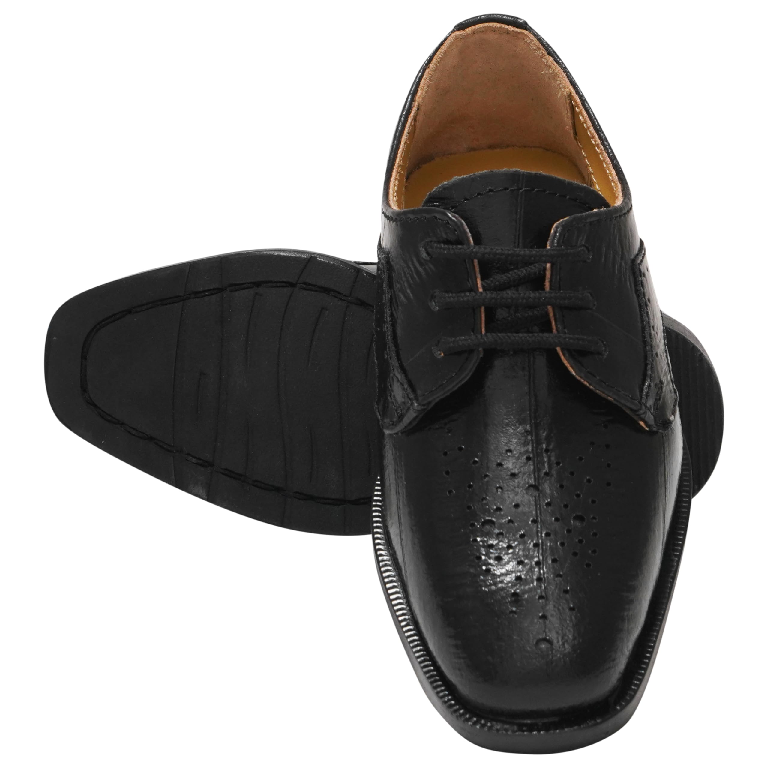 LIBERTYZENO Genuine Leather Boys Oxford Dress Shoes with Animal Print - Comfortable Lace-Up Formal Shoes for Toddlers & Kids - Perfect for Easter Gifts, School Events & Special Occasions