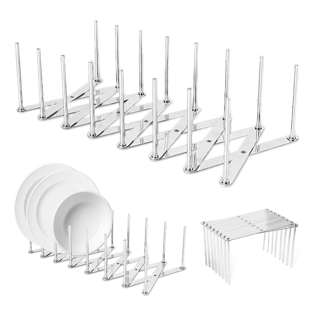 ZIBUYU® Retractable Dish Drain Rack - Stainless Steel Kitchen Organizer for Pans, Pots & Lids - Space Saving Dish Drying Rack for Countertop - Perfect for Small Kitchens, Apartments & RVs