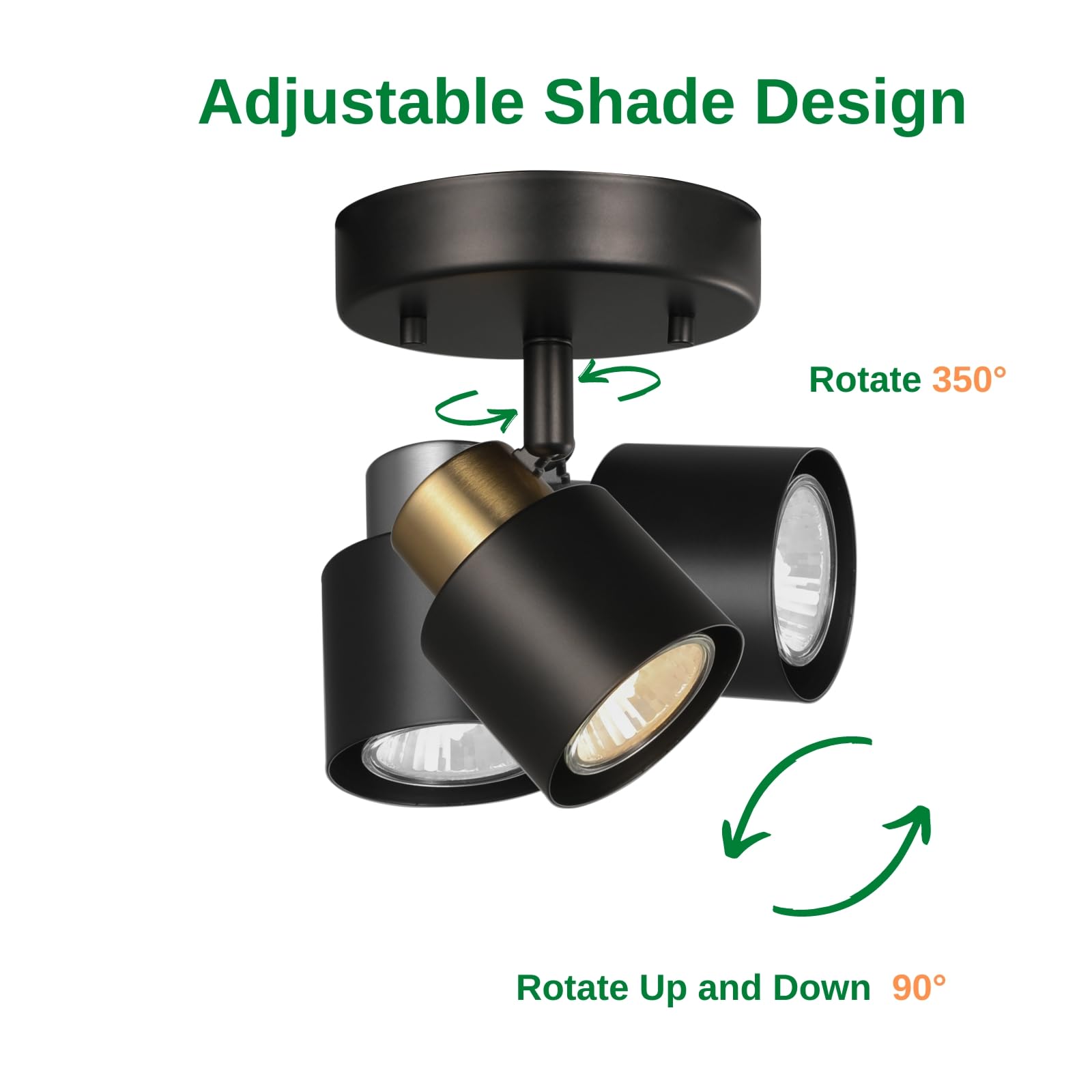 Adjustable Black Track Lighting Kit - 2 Pack for Kitchen, Hallway & Living Room