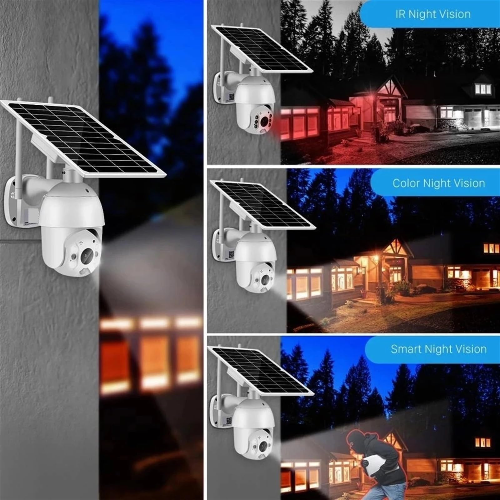 4G Solar PTZ Security Camera - 8W Solar Panel, Outdoor Waterproof, Color Night Vision, PIR Alarm, Two-Way Audio, Motion Detection - Ideal for Home Surveillance, Farm Monitoring & Business Security (WiFi Only)