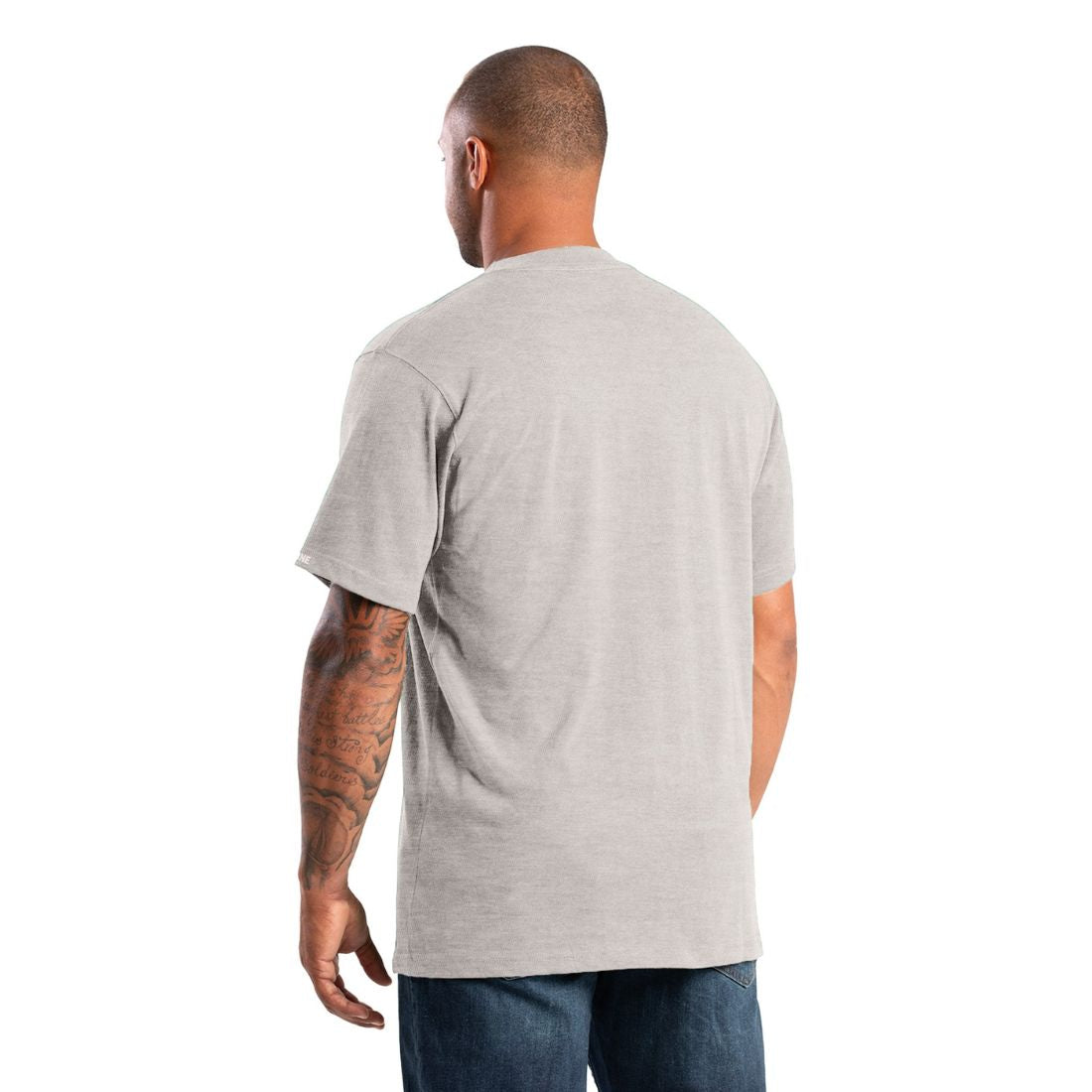 Berne Men's Heavyweight Short Sleeve Work Shirt with Pocket - Durable Cotton Twill Shirt for Construction, Farming & Outdoor Work (Grey, BSM71)