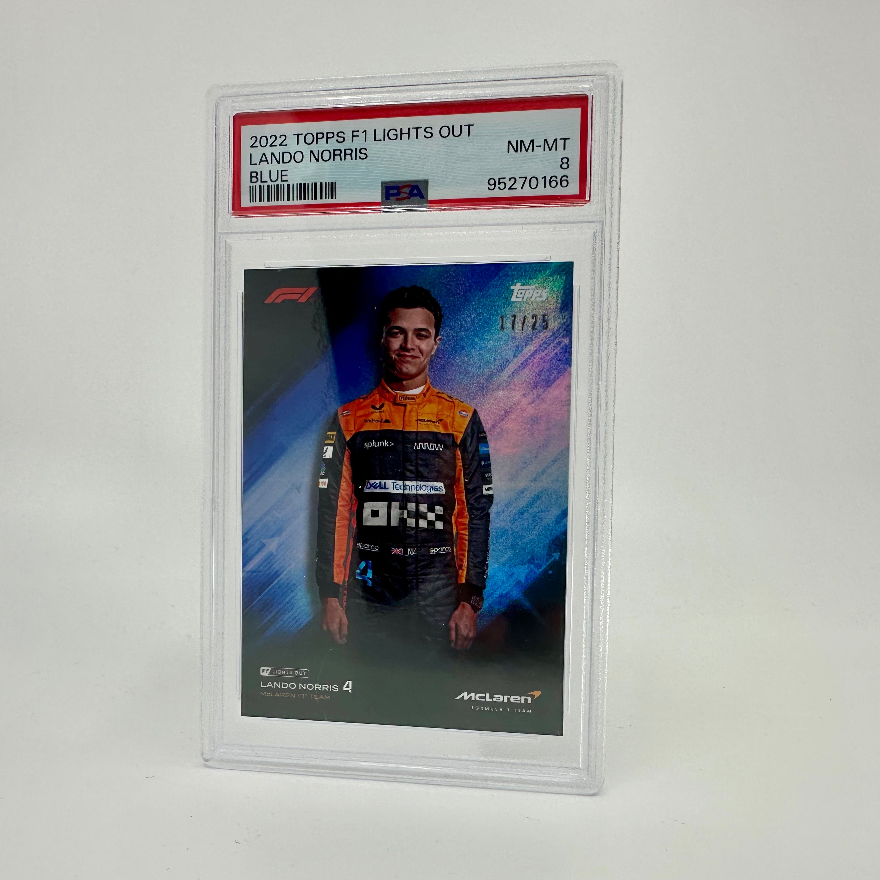 2022 Topps Lights Out Lando Norris Blue Parallel PSA 8 17/25 - Rare Trading Card for Collectors & F1 Fans, Perfect for Display & Investment