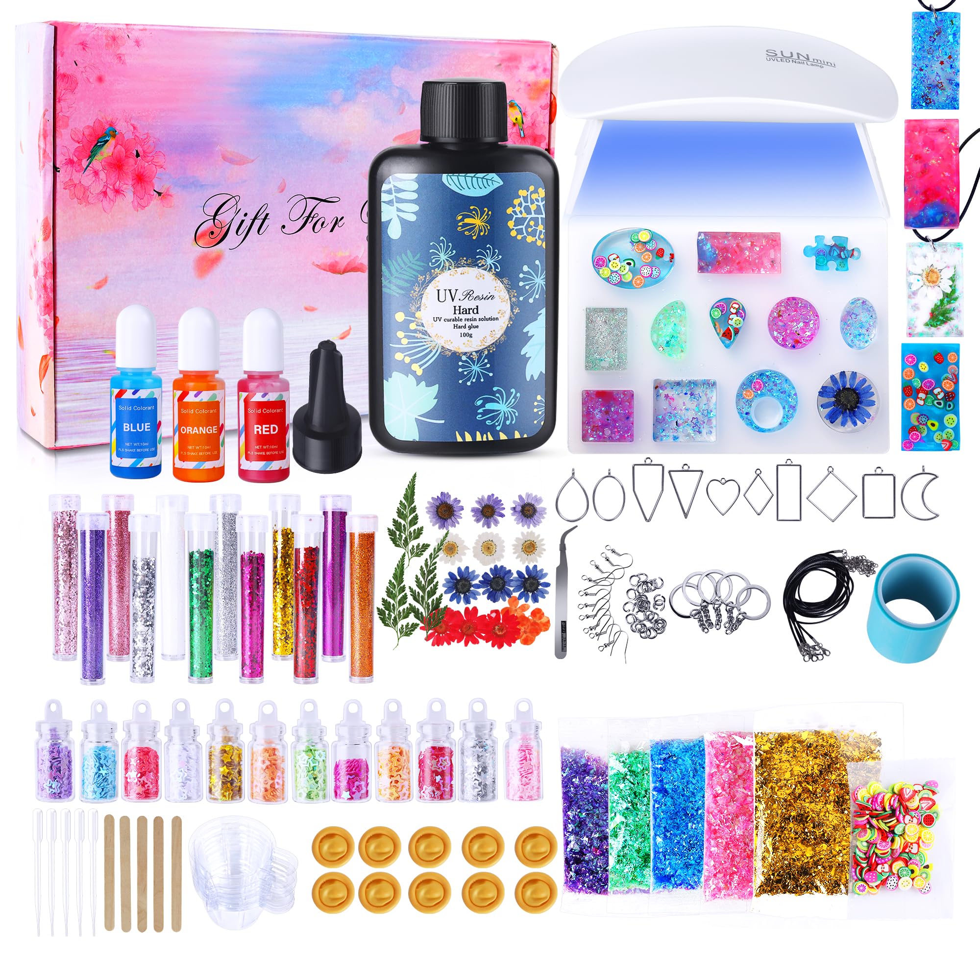 Premium UV Resin Kit with LED Light - Clear Epoxy Resin Starter Set for Jewelry Making, DIY Crafts, Coating & Casting | Includes UV Lamp, Molds & Supplies for Necklaces, Bracelets, Keychains - Perfect for Beginners & Professional Crafters