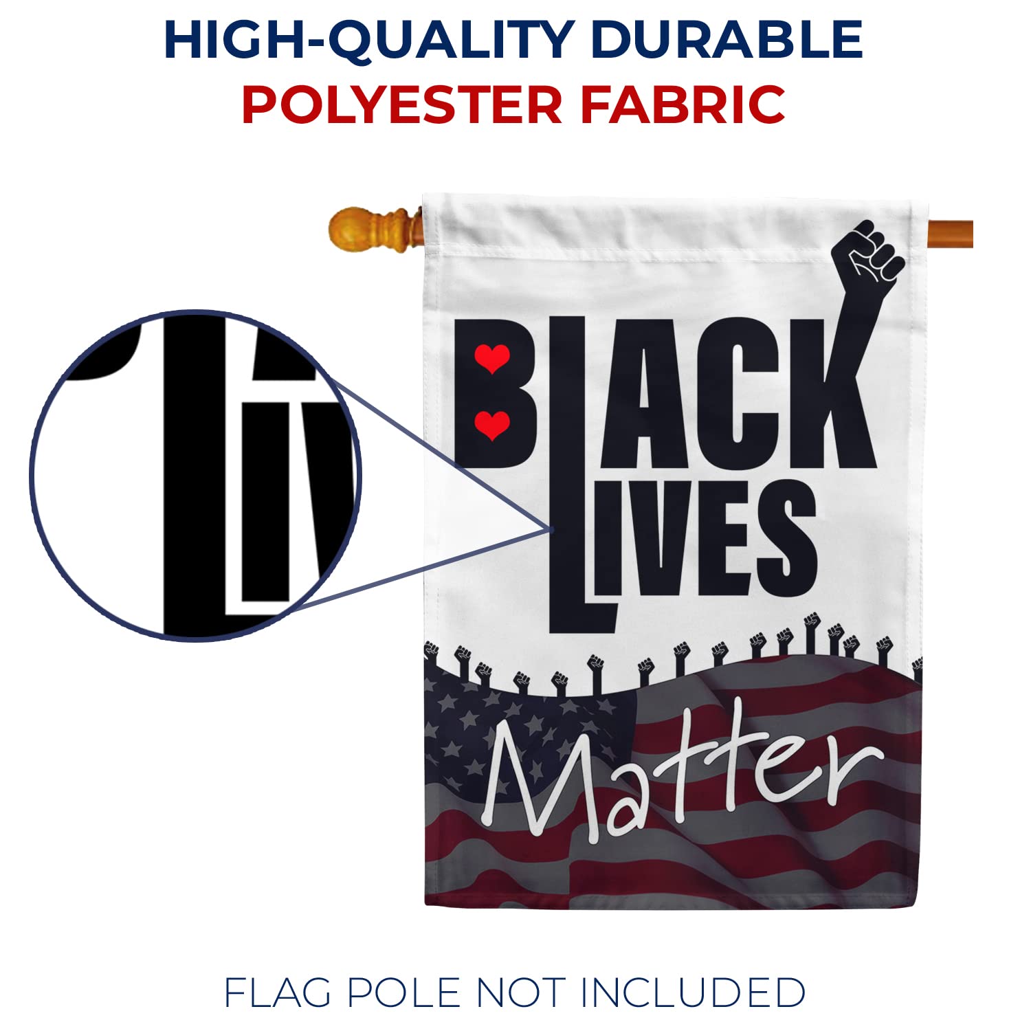 Black Lives Matter House Flag - Double Sided Outdoor Yard Decoration 28x40 inches - BLM Flag for Social Justice, Equality & Solidarity - Perfect for Front Yard, Porch, or Protest Demonstrations