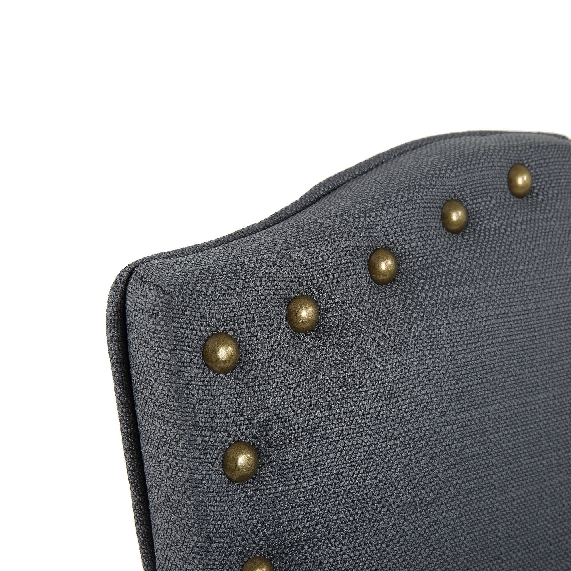 LSSBOUGHT Set of 2 Upholstered Parsons Dining Chairs - Dark Gray Fabric Kitchen Chairs with Solid Wood Frame & Nailhead Trim - Perfect for Dining Room, Kitchen, or Breakfast Nook