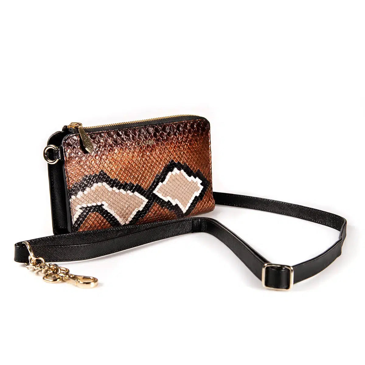 BD229PI Cuadra Brown Casual Fashion Python Wristlet Wallet for Women - Stylish & Compact Clutch for Everyday Use, Parties, and Travel