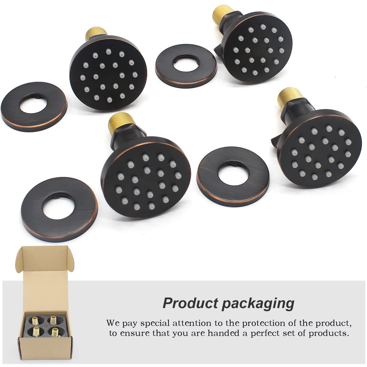 Adjustable Brass Shower Body Jets - 4 Pack Oil Rubbed Bronze Massage Spa Spray Heads for Relaxing Bath & Steam Room | Wall Mounted Water Sprayer with Flow Control for Luxury Shower Experience
