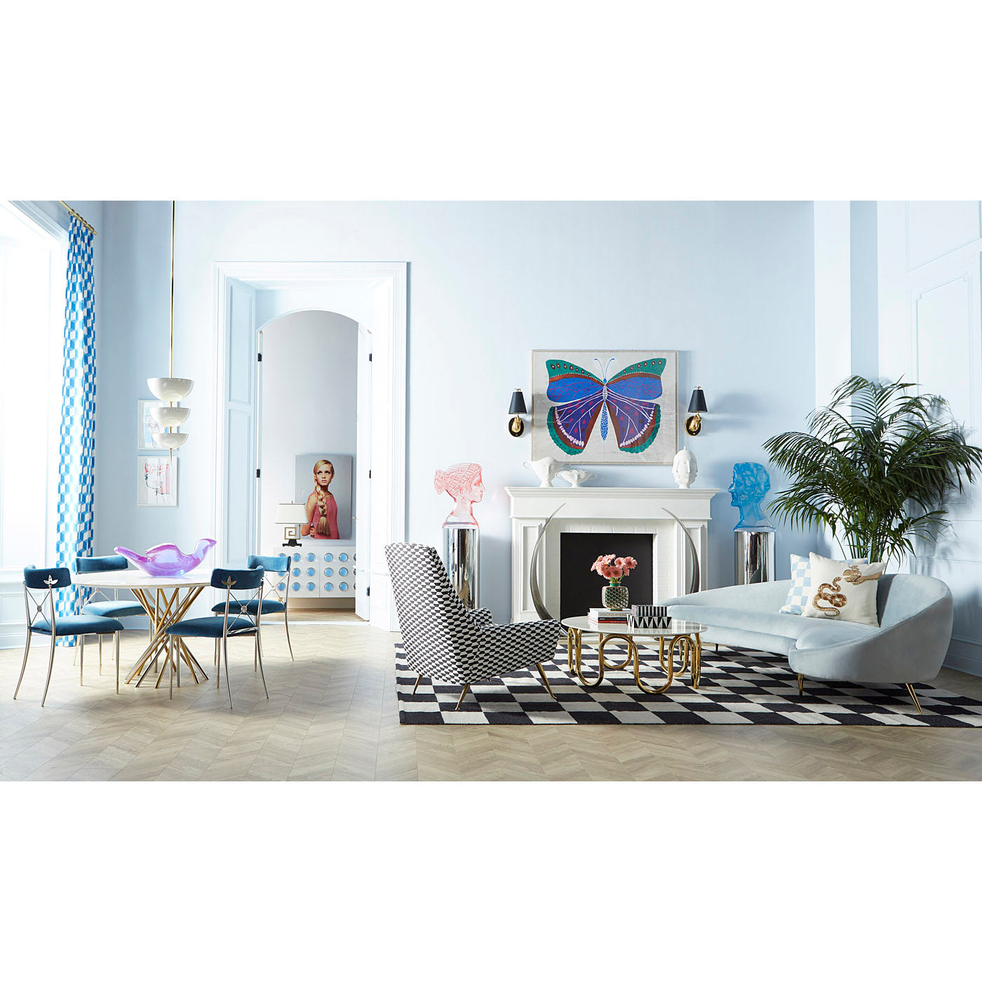 Checkerboard Large Scale Flatweave Rug - Non-Slip Modern Geometric Area Rug for Living Room, Bedroom, Office - Perfect for Home Decor and High Traffic Areas