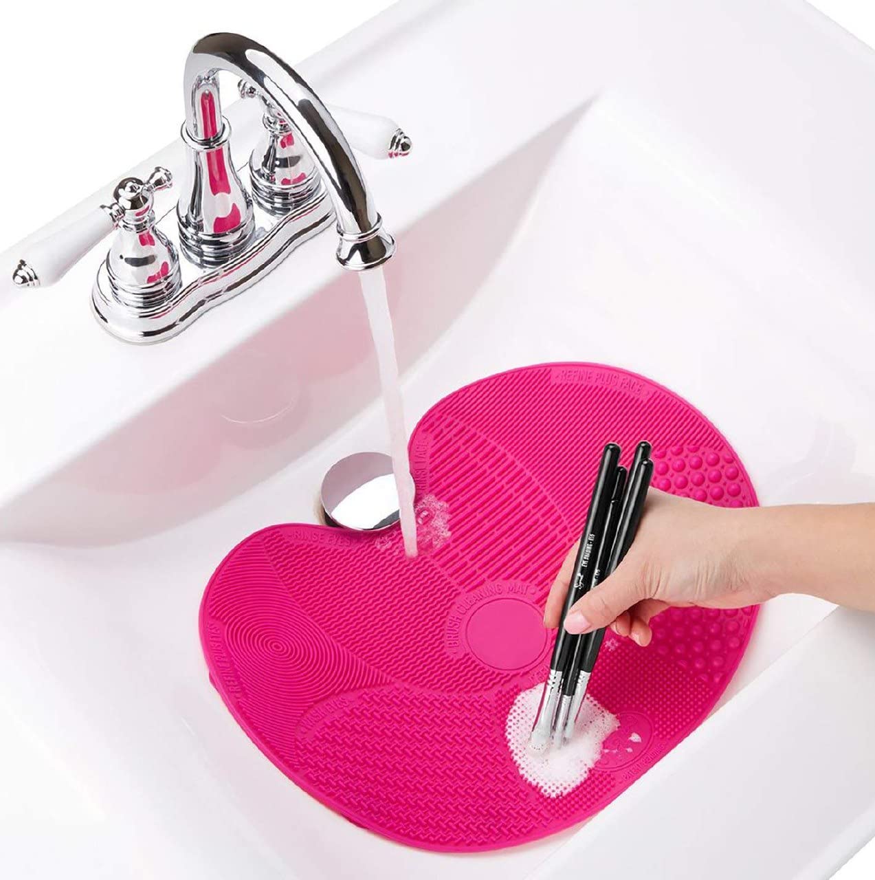 VIPREKHO Silicone Makeup Brush Cleaner Mat - Large Size with Suction Cups | Professional Brush Cleaning Pad for Makeup Artists & Beauty Enthusiasts | Perfect for Home, Salon, and Travel Use