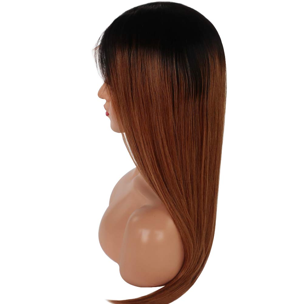 Ombre Blonde Human Hair Wig for Black Women - Brazilian Virgin Hair, Glueless Lace Front, Pre Plucked, Silky Straight (1B/30) 12