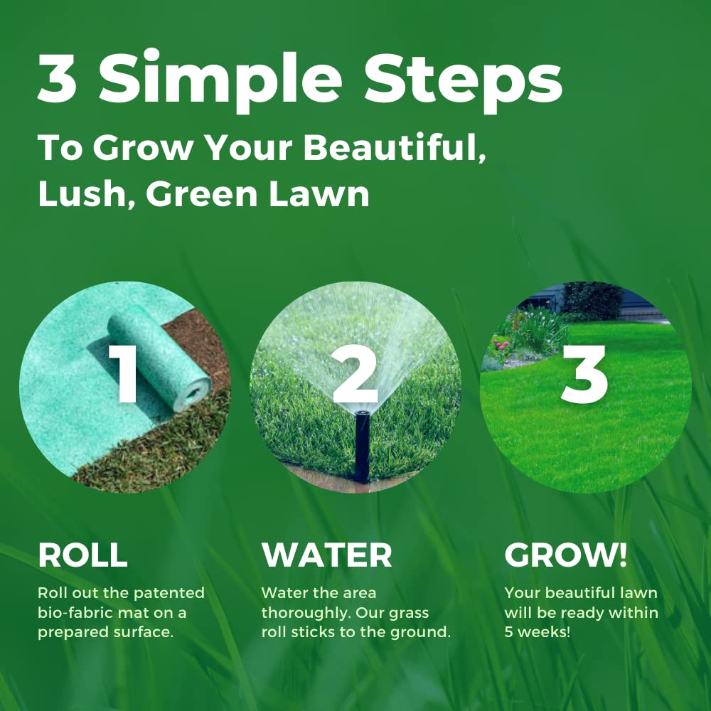 Growtrax 200 Sq Ft Biodegradable Grass Seed Mat - Kentucky Blue & Perennial Rye Blend with Fertilizer for Fast Lawn Growth | Perfect for Ball Fields, Parks, Residential Lawns & DIY Landscaping Projects