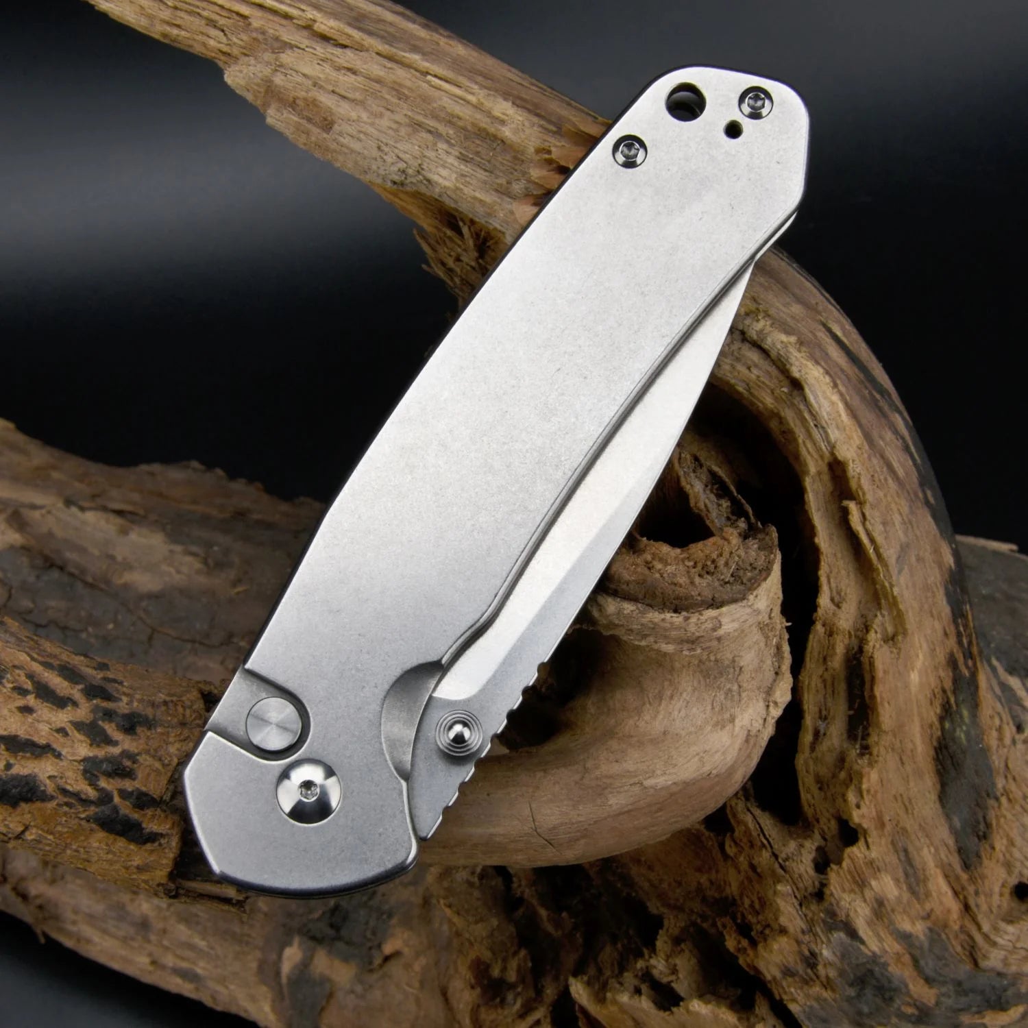 CJRB Pyrite Button Lock Folding Knife - Large 1925LST Stonewash Drop Point Blade with Steel Handle - EDC, Outdoor, Camping, Survival & Everyday Carry Knife