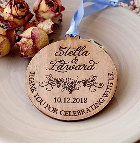 Personalized Wooden Wedding Favors - Set of 25 Handcrafted Keepsake Ornaments for Bridal Party, Guests & Couples - Perfect for Wedding Decor, Bridal Shower Gifts & Anniversary Celebrations
