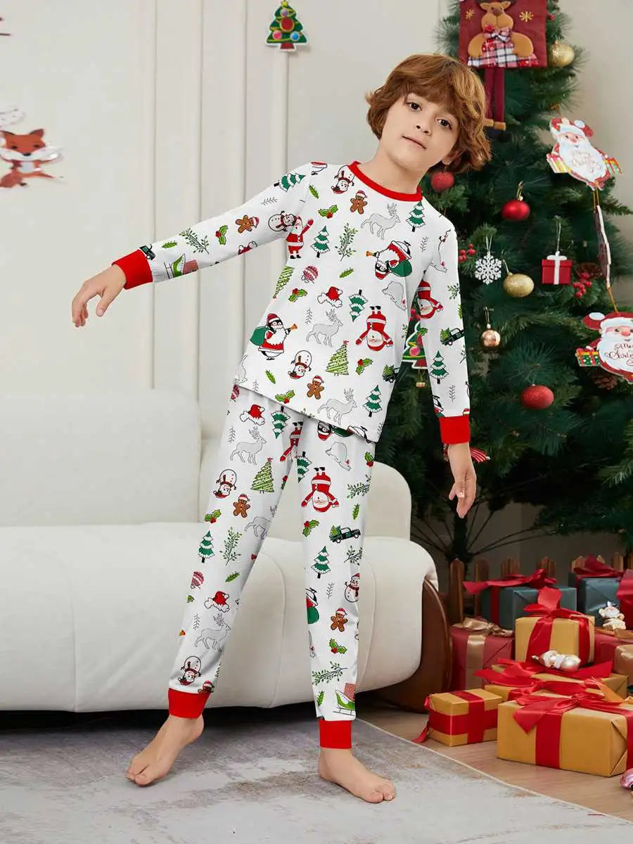 Printed Christmas Matching Family Pajamas Set - Cozy Holiday PJS for Family Photos & Festive Gatherings