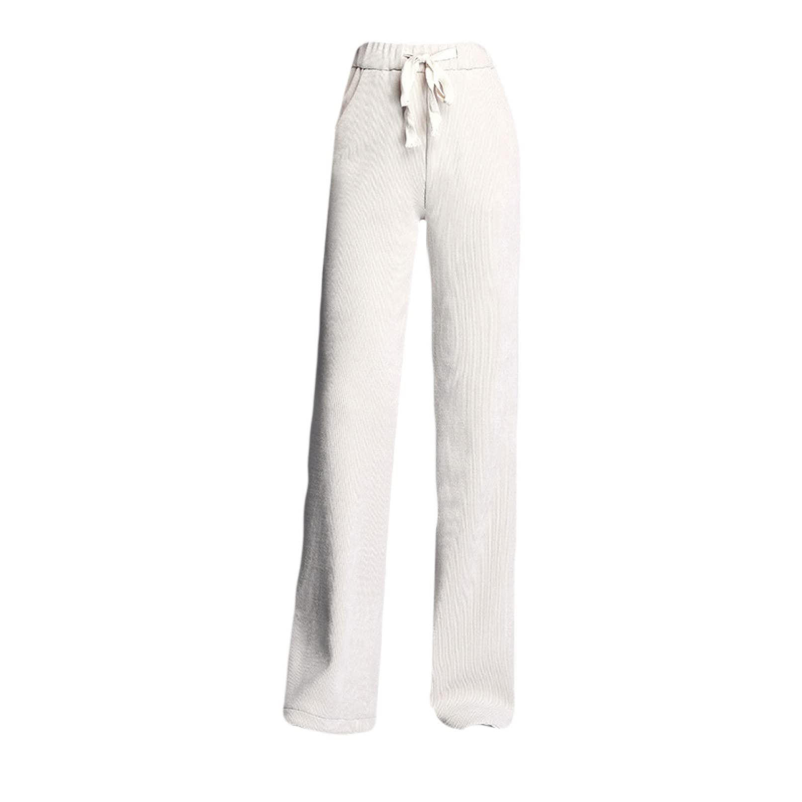 KKONION Women's Wide Leg Loose Comfortable Pants with Pockets - Straight Leg Trousers for Vacation, Work & Casual Wear - Breathable Long Pants for Office, Travel & Everyday Use