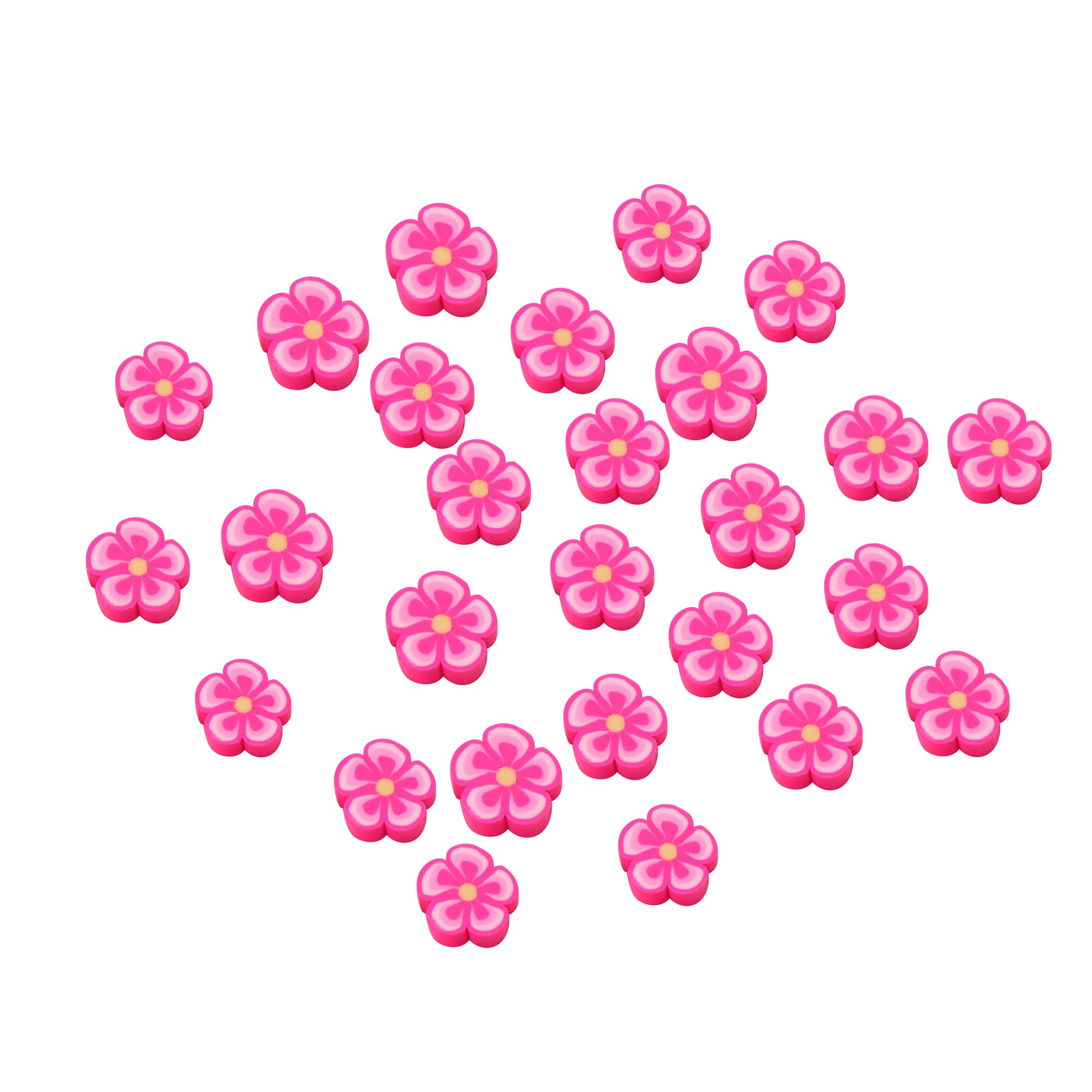 100pcs Mixed Polymer Clay Spacer Beads for Jewelry Making - DIY Bracelet, Necklace & Hair Accessories Kit - Hot Pink Flower Design - Perfect for Crafts, Gifts & Fashion Jewelry Projects