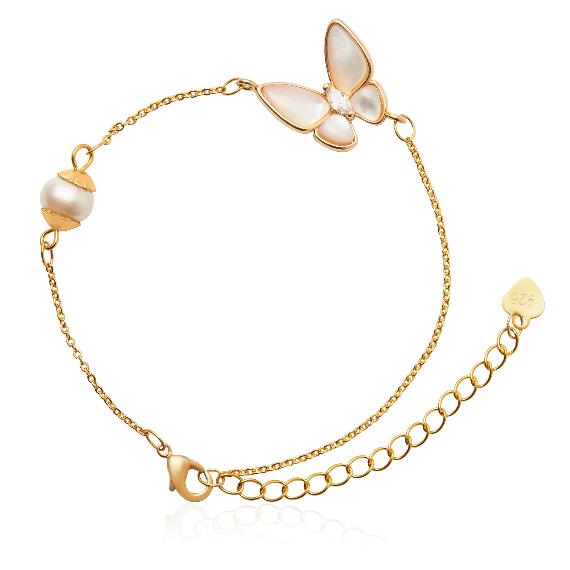 Handmade Pearl Bracelet for Women - Elegant Link Bracelet Fashion Jewelry Gift for Birthday, Wedding, Valentine's Day - Perfect for Date Night, Bridal Shower & Special Occasions