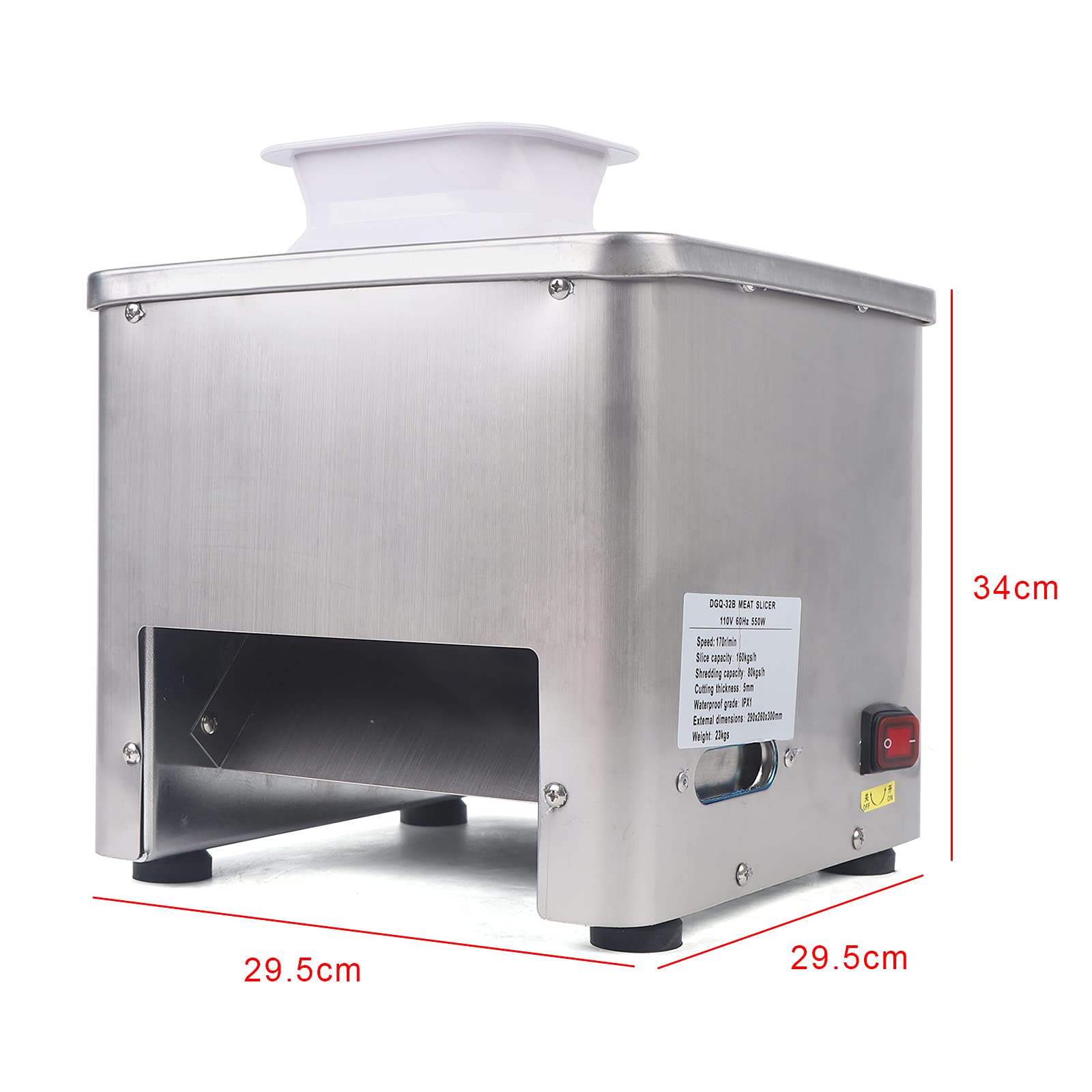 Commercial Meat Cutter Machine 110V - 8.5mm Stainless Steel Blade, 350lb/h Automatic Meat Slicer for Beef, Pork, Chicken - Cube, Strip & Shred Meat - Restaurant & Butcher Shop Food Processing Equipment - Perfect for Deli, BBQ & Meal Prep