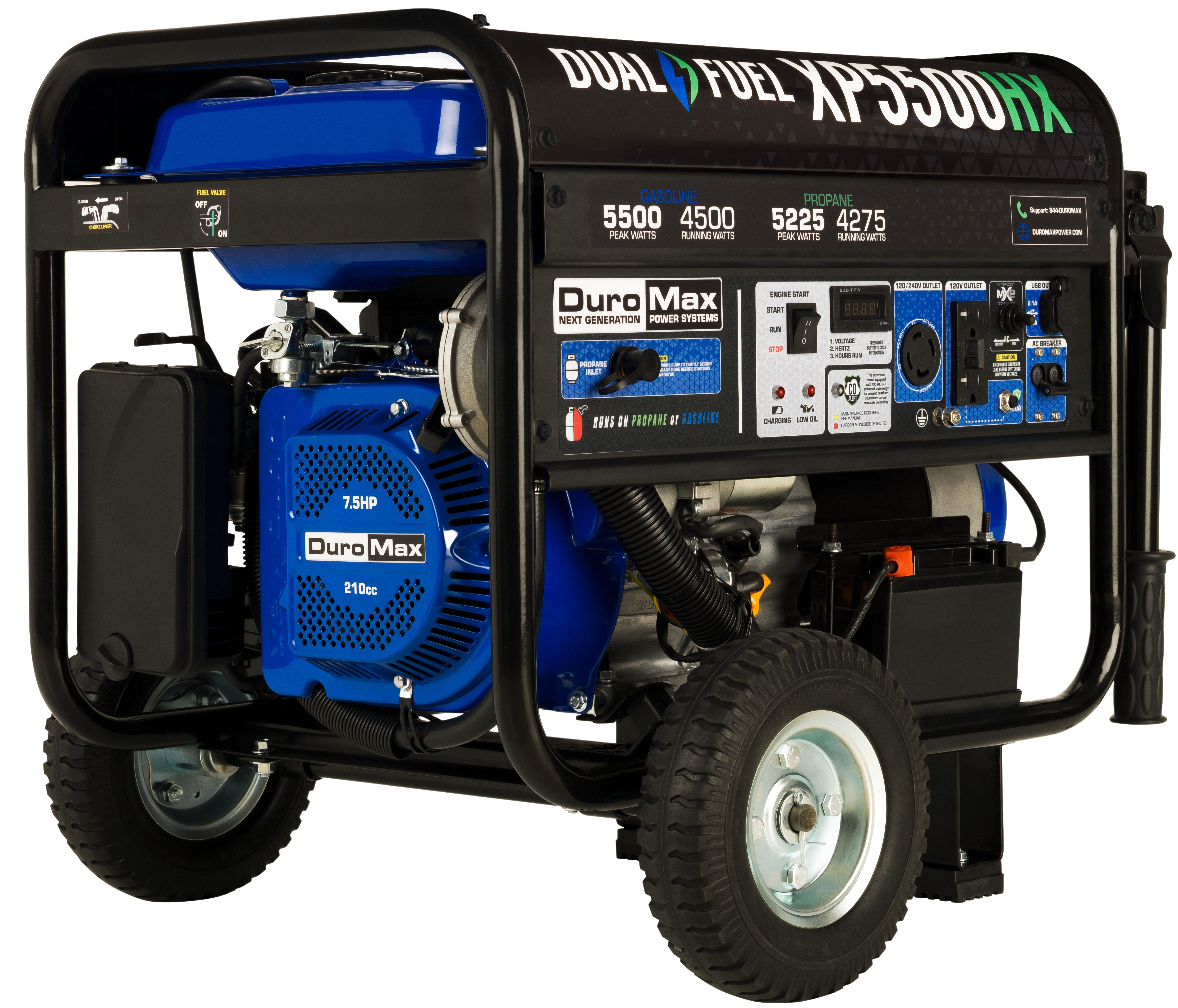 DuroMax XP5500HX 4500W/5500W Dual Fuel Portable Generator with CO Alert & Electric Start - Perfect for Home Backup Power, Camping, and Emergency Use