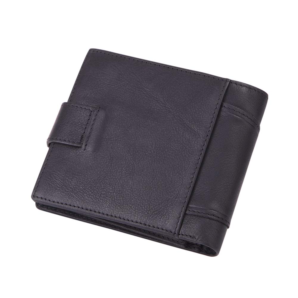 Vintage Leather Tri-Fold Wallet for Men & Women - RFID Blocking, Multi-Functional Card Holder Purse (Black) - Perfect for Travel, Business & Everyday Use