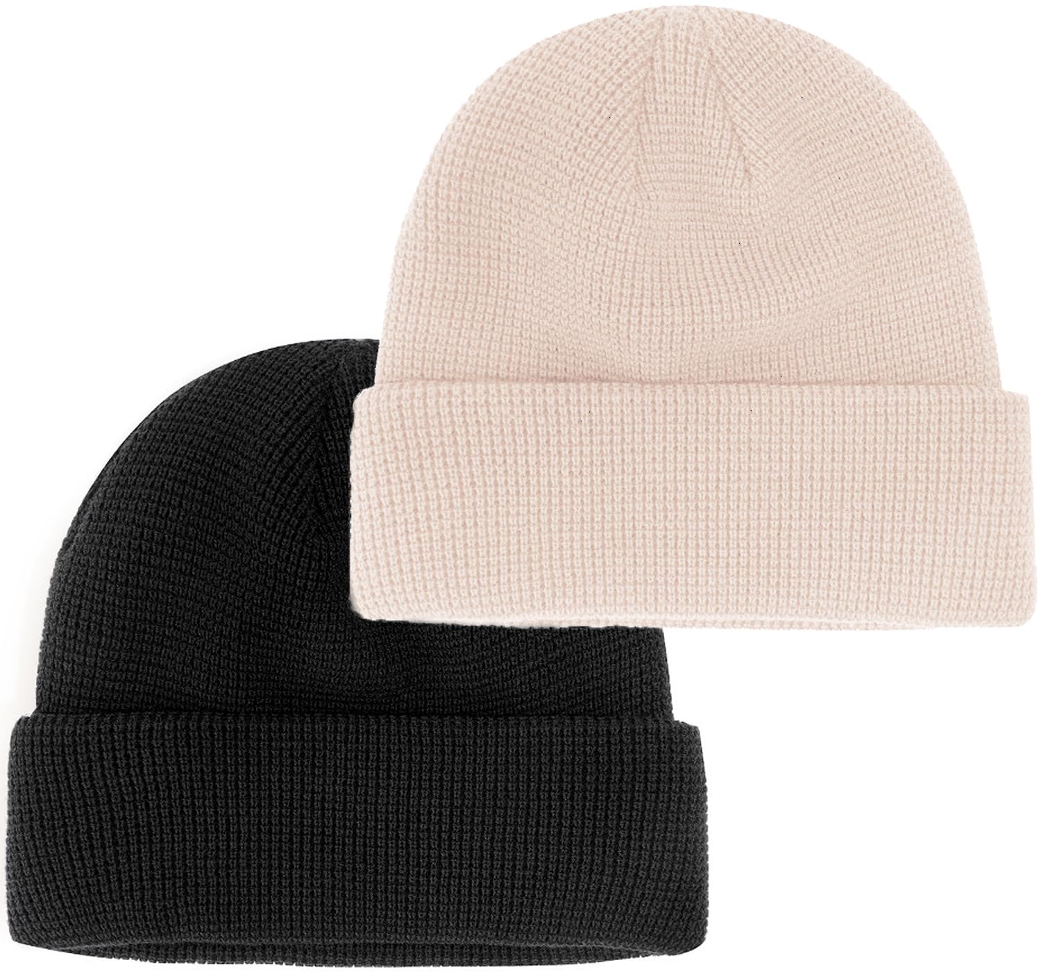 2PCS Warm Wool Knit Beanie Hats for Women & Men - Unisex Winter Skull Cap with Slouchy Fit - Perfect for Skiing, Snowboarding & Cold Weather Activities