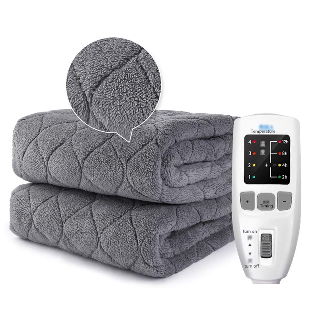 Fast Heating Electric Blanket with 4 Temperature Settings - Overheat Protection & Auto Shut Off - 12 Hour Timer - Full Size Gray Throw - Perfect for Bed, Couch & Winter Nights