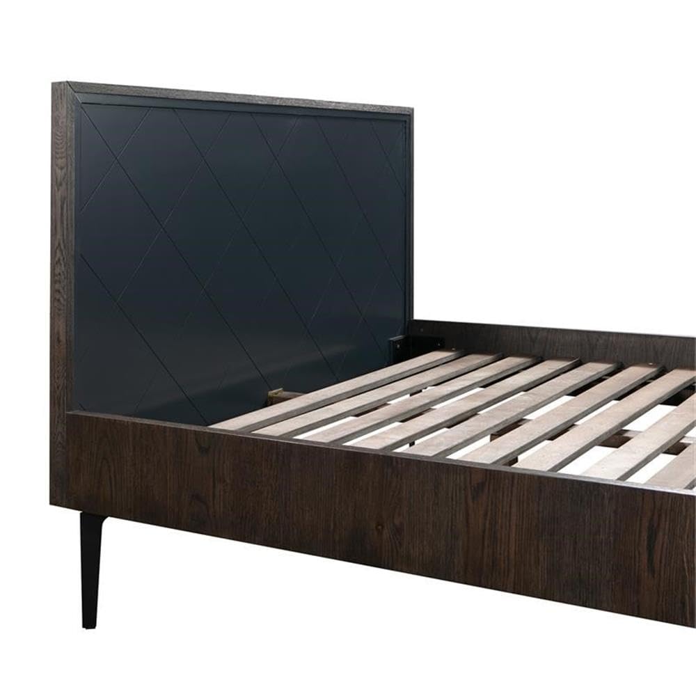 armen LIVING SETCRBDKG3A Cross Dark Gray Solid Oak King 3pc Bedroom Set - Premium Solid Wood Bed Frame with Nightstands - Perfect for Master Bedroom & Guest Room Decor