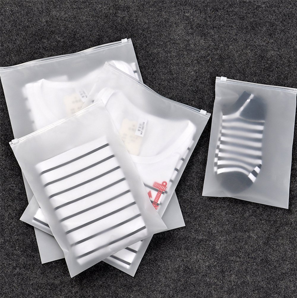 Reusable Transparent Waterproof Plastic Zipper Rolling Compression Packing Bags for Travel Luggage - Space Saving Storage Organizer for Clothes, Suitcases & Travel Accessories (Ideal for Vacations, Camping & Home Organization)