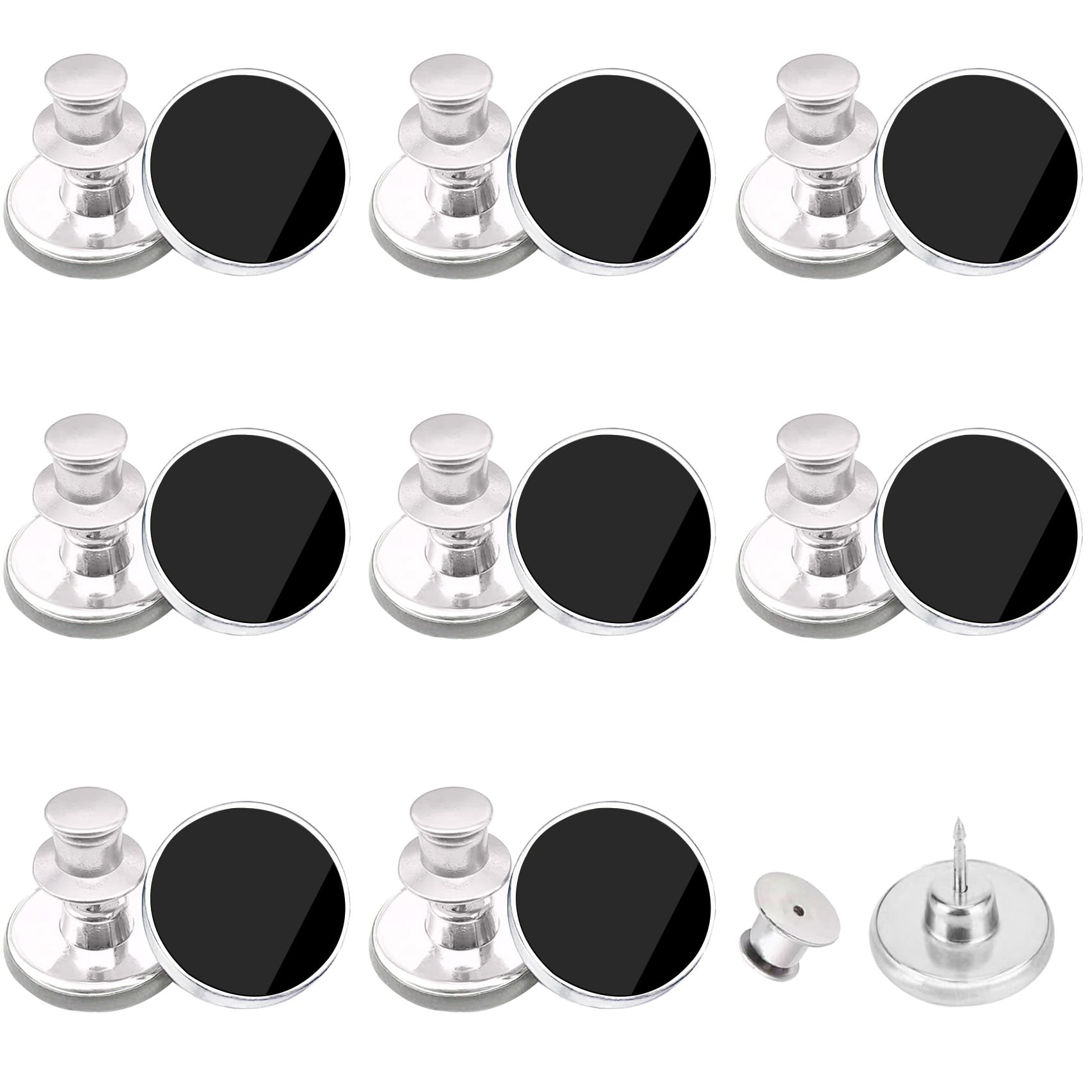 8 Pcs No-Sew Jean Button Pins - Reusable & Adjustable Replacement Buttons for Loose Jeans & Pants - Quick Fix Without Tools - Perfect for DIY Clothing Repair, Emergency Wardrobe Fixes, and Denim Upcycling