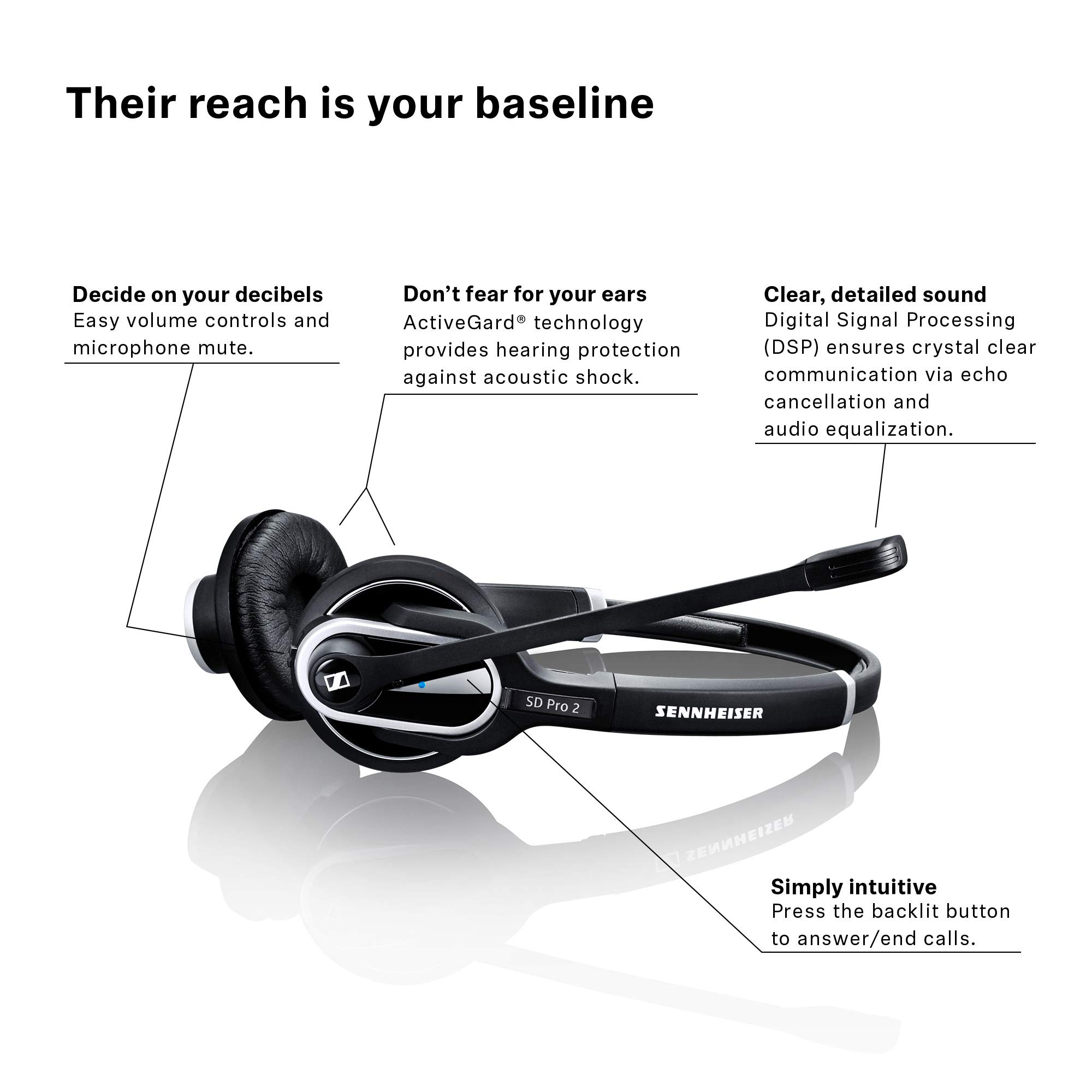 Sennheiser SD Pro 2 Wireless Headset (506008) - Dual Connectivity for Desk Phone & PC/Softphone, Noise Cancelling Mic - Ideal for Call Centers, Remote Work & Office Communications (Black)
