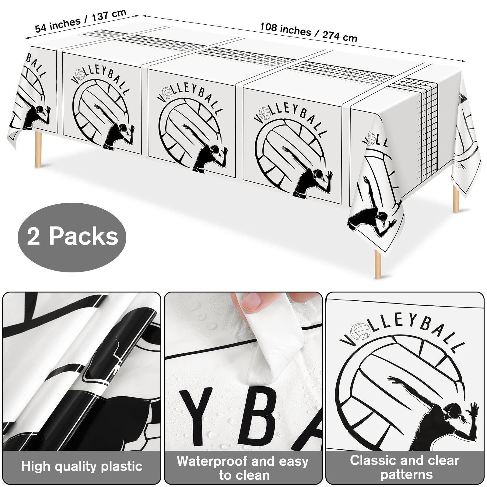 DURONY 130-Piece Volleyball Party Supplies Set - Plastic Tablecloth, Plates, Cups, Napkins & Cutlery for 16 Guests | Volleyball Birthday Decorations & Sports Theme Party Supplies | Perfect for Volleyball Team Celebrations, Game Day Parties & Sports-Themed Events