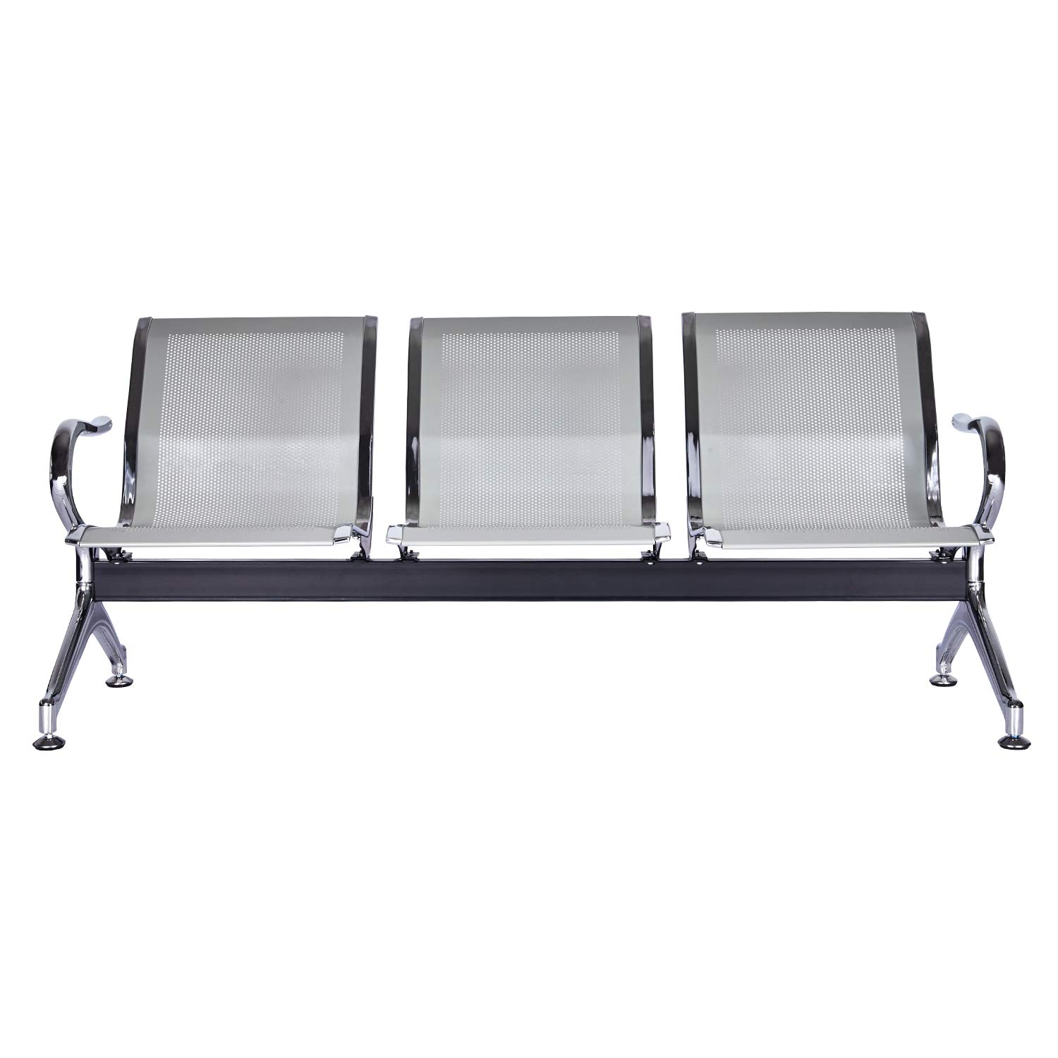 Premium Heavy Duty Waiting Room Chairs - 3-Seater Reception Guest Chairs for Hospitals, Offices, Salons & Barber Shops (Silver) - Durable Seating Solution for High-Traffic Areas