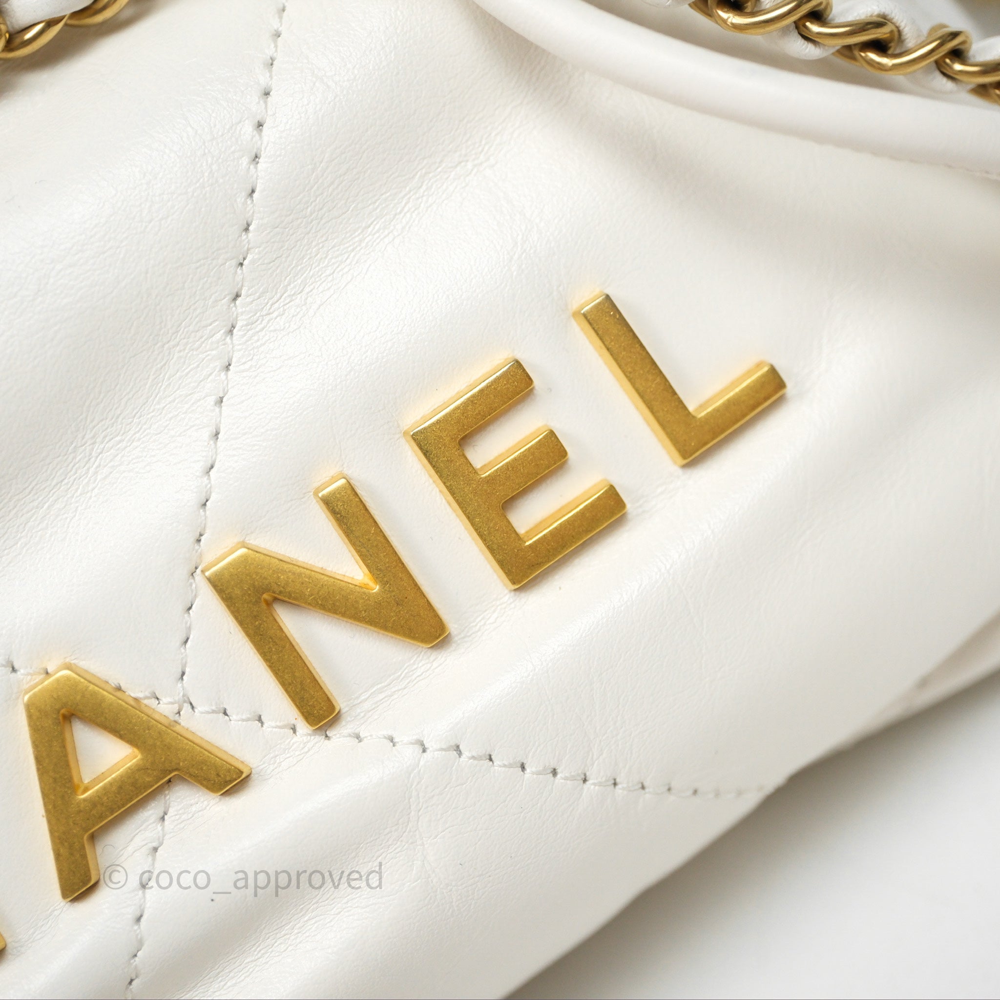 Chanel 22 Mini Bag White Shiny Crumpled Calfskin Leather Crossbody Purse - Luxury Designer Handbag for Women, Perfect for Parties & Evening Events