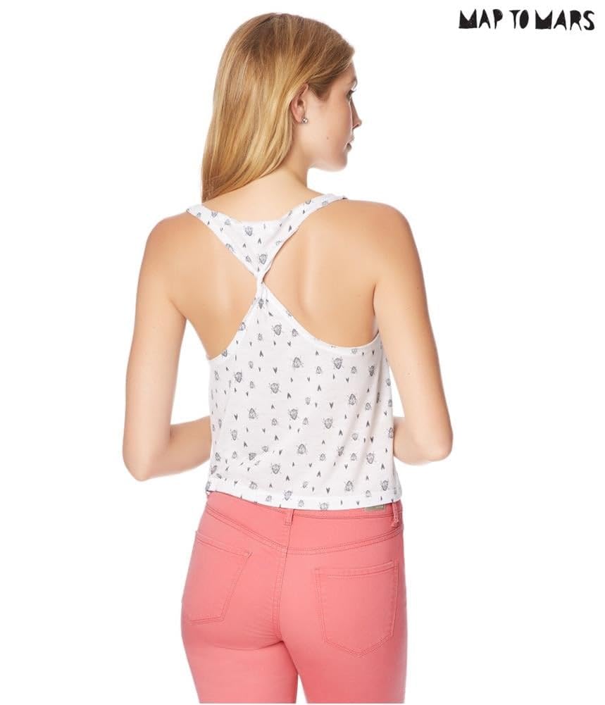 AEROPOSTALE Women's Bug Twist-Back Tank Top - White, Medium | Casual Summer Tops for Women, Beachwear, Lounge & Everyday Comfort