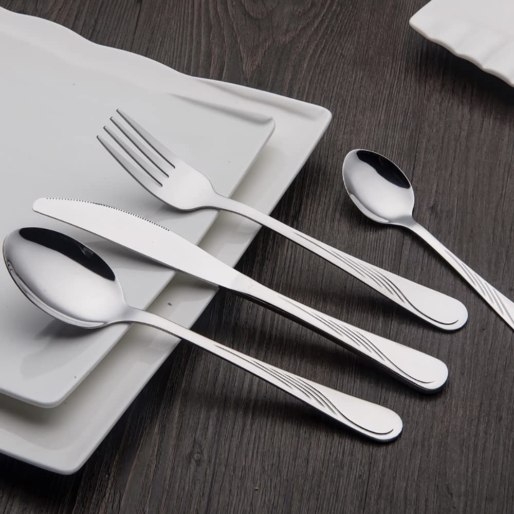 60-Piece Stainless Steel Flatware Set for 12 - Modern Silverware Cutlery Set with Knives, Spoons & Forks - Food Grade Tableware for Home, Kitchen, Restaurant & Hotel - Perfect for Daily Dining, Entertaining & Catering Events