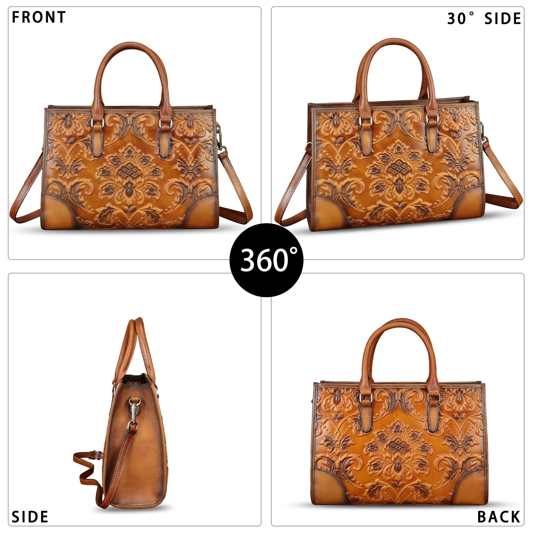 Genuine Leather Satchel for Women - Handmade Crossbody Tote Purse for Work & Travel