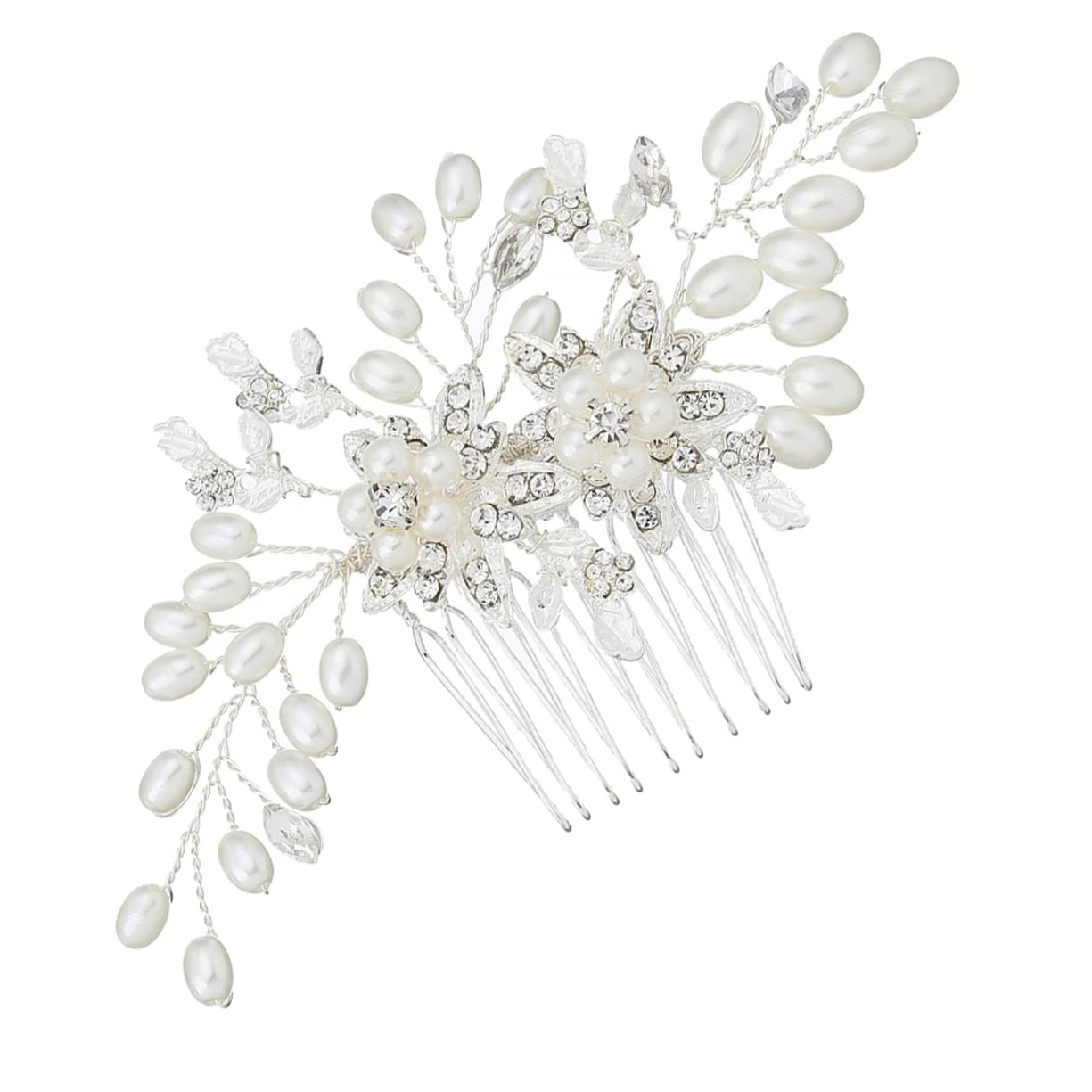 FOMIYES Pearl Tiara Hair Comb for Women - Rhinestone Bridal Headpiece with Alloy Hair Prop, Wedding Hair Accessories for Bride, Prom, Party & Special Occasions