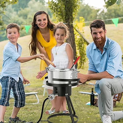 Outdoor Propane Fish Fryer Kit - 50,000 BTU Heavy Duty Aluminum Seafood Boiler with Crawfish Cooker Pot & Basket, 10 Quart Capacity - Perfect for Backyard BBQs, Camping Trips & Seafood Parties