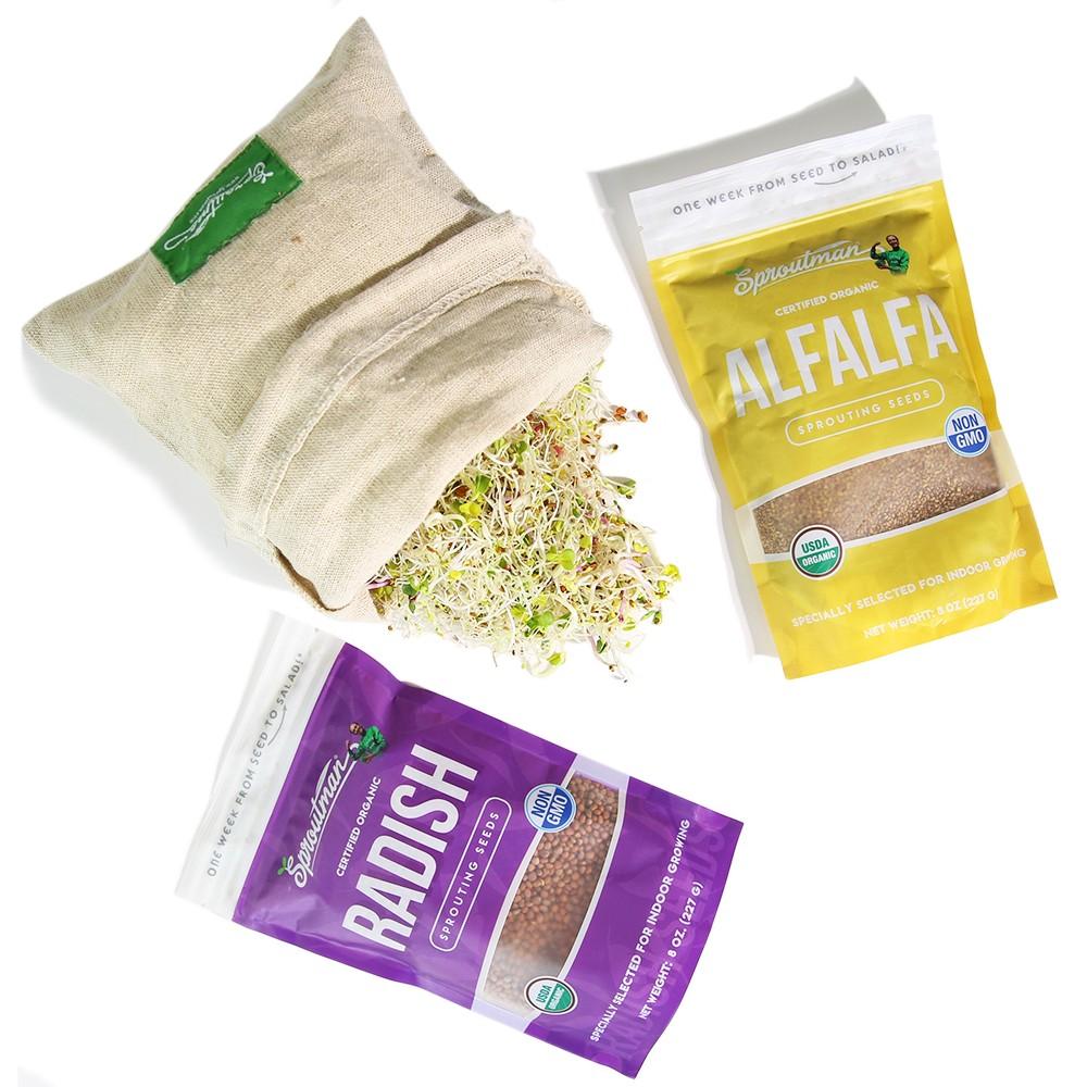 Sproutman® Organic Hemp Sprouting Bag - Reusable Seed Germination Kit for Microgreens, Wheatgrass & Salad Greens | Perfect for Home Gardening, Hydroponics & Healthy Eating