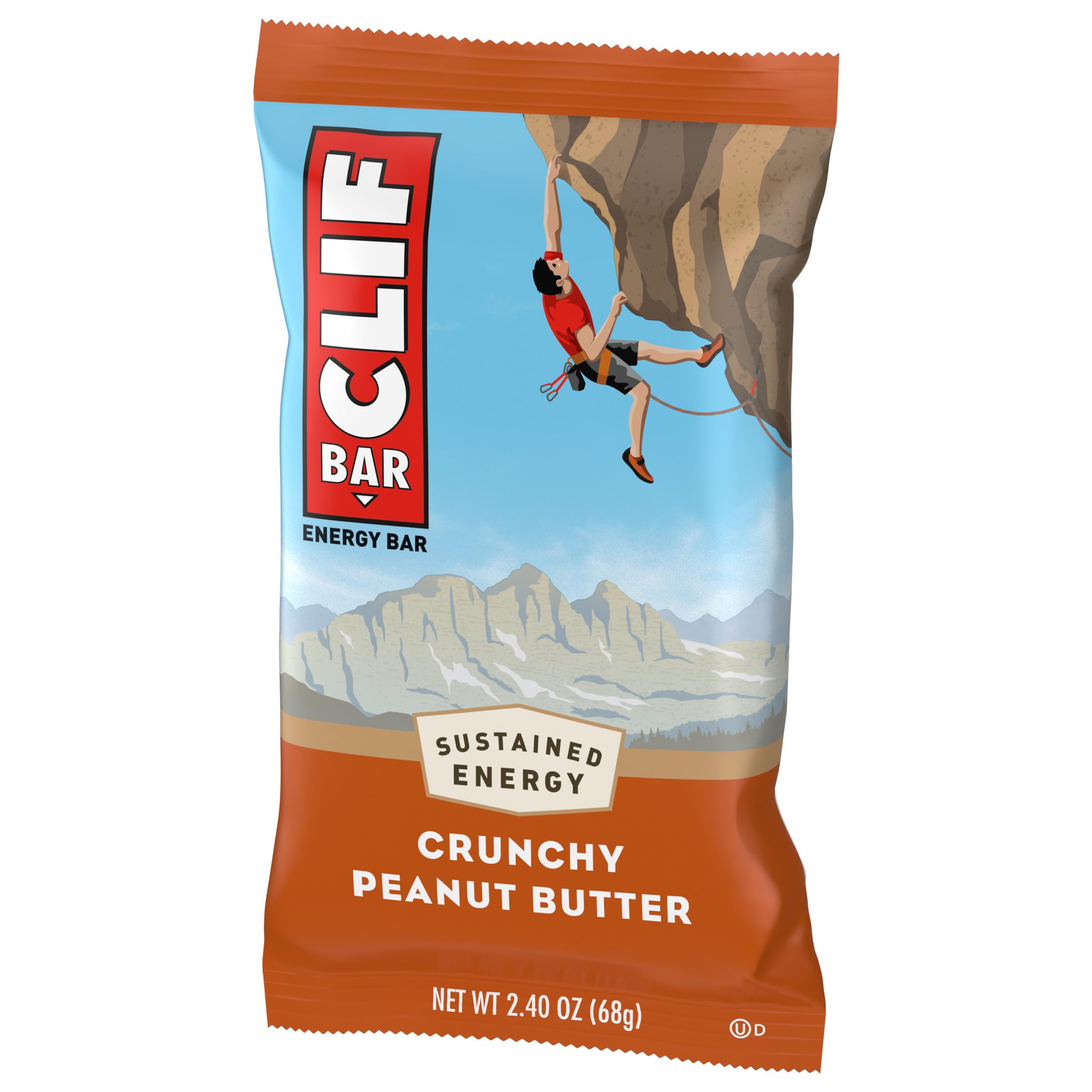 Clif Bar Crunchy Peanut Butter - Organic Oats Energy Bar with 11g Plant-Based Protein, Non-GMO - Perfect for Hiking, Camping & Post-Workout Snacks (2.4 oz)