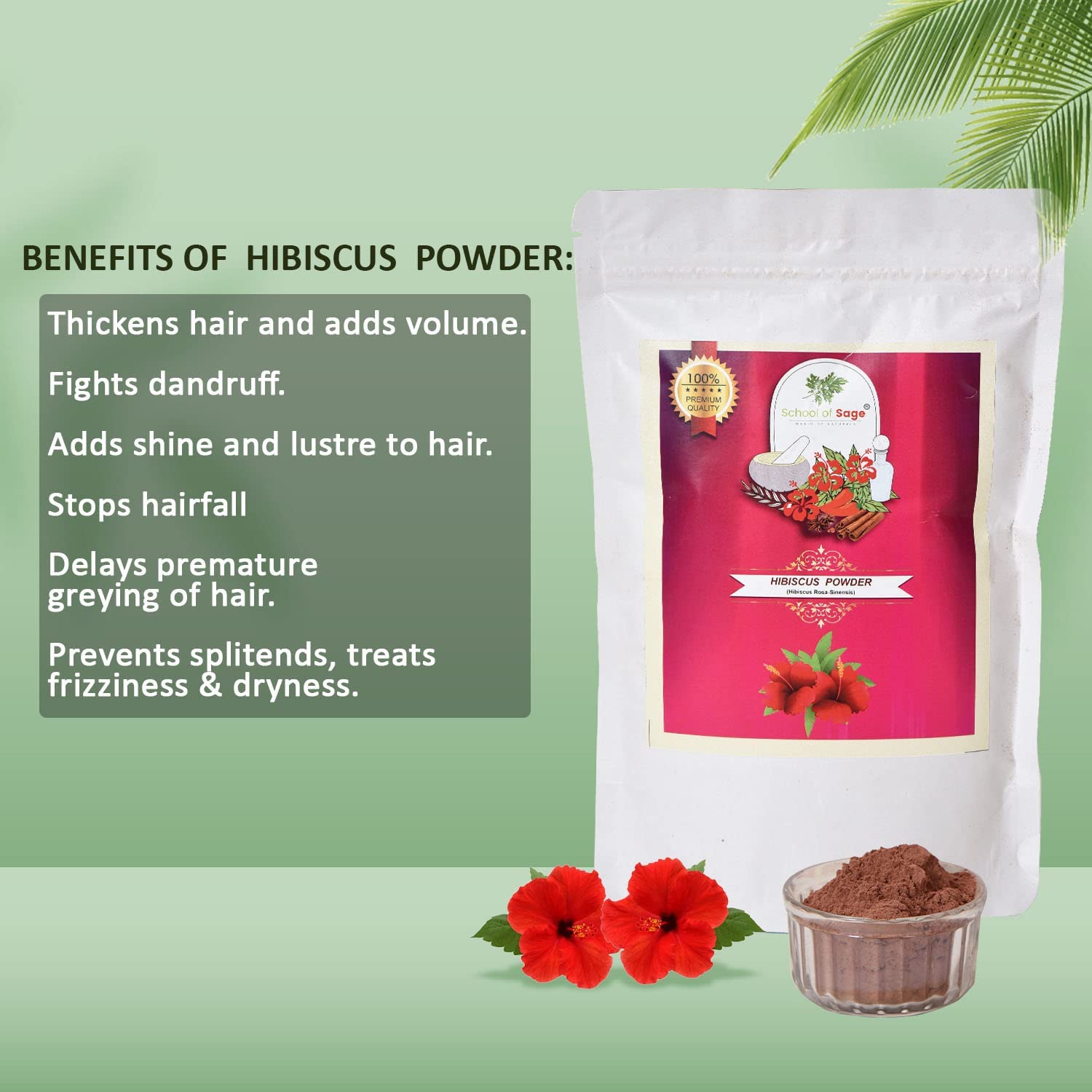 Organic Hibiscus Powder 100g (Pack of 2) | Premium Grade for Tea, Smoothies & Skincare | Natural Antioxidant-Rich Superfood for Detox & Wellness