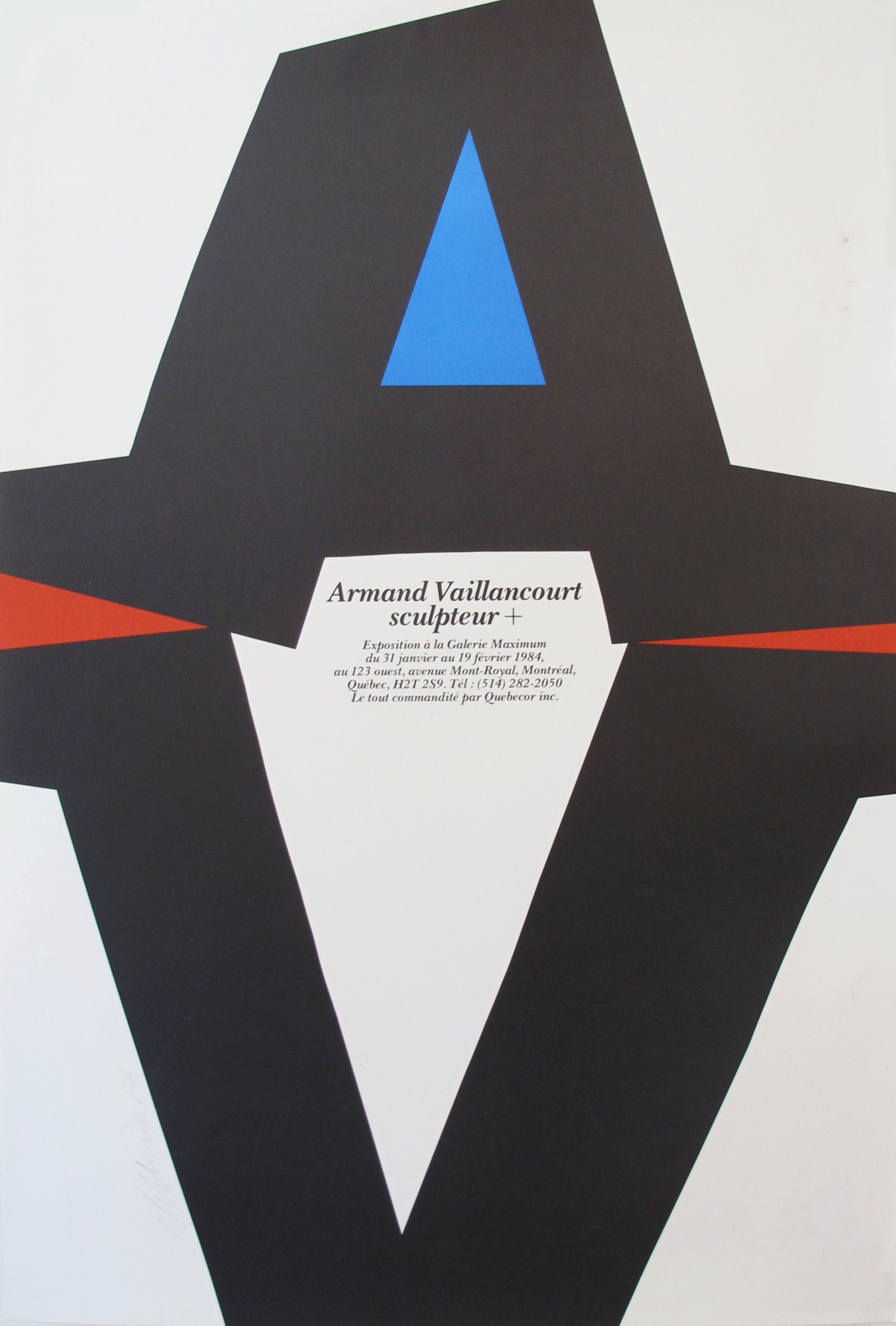 1984 Minimalist Typographic Exhibition Poster - Armand Vaillancourt Sculpteur Art Print - Perfect for Modern Home Decor, Office Wall Art & Gift Ideas