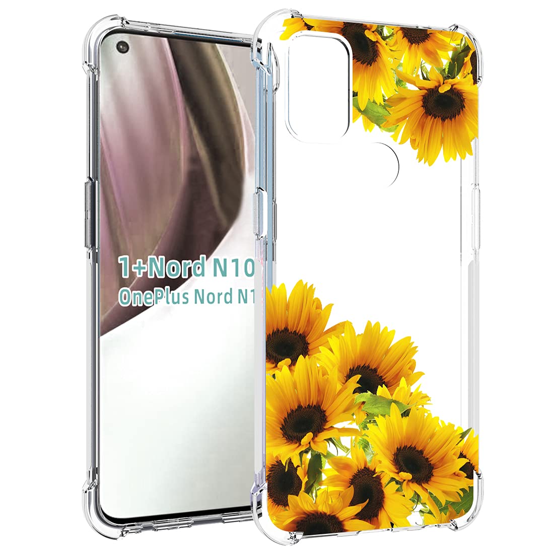 OnePlus Nord N100 Case - Cute Clear Slim Shockproof TPU Rubber Phone Cover with Sunflower Pattern for Girls & Women | Perfect for Everyday Use, Travel & Outdoor Activities