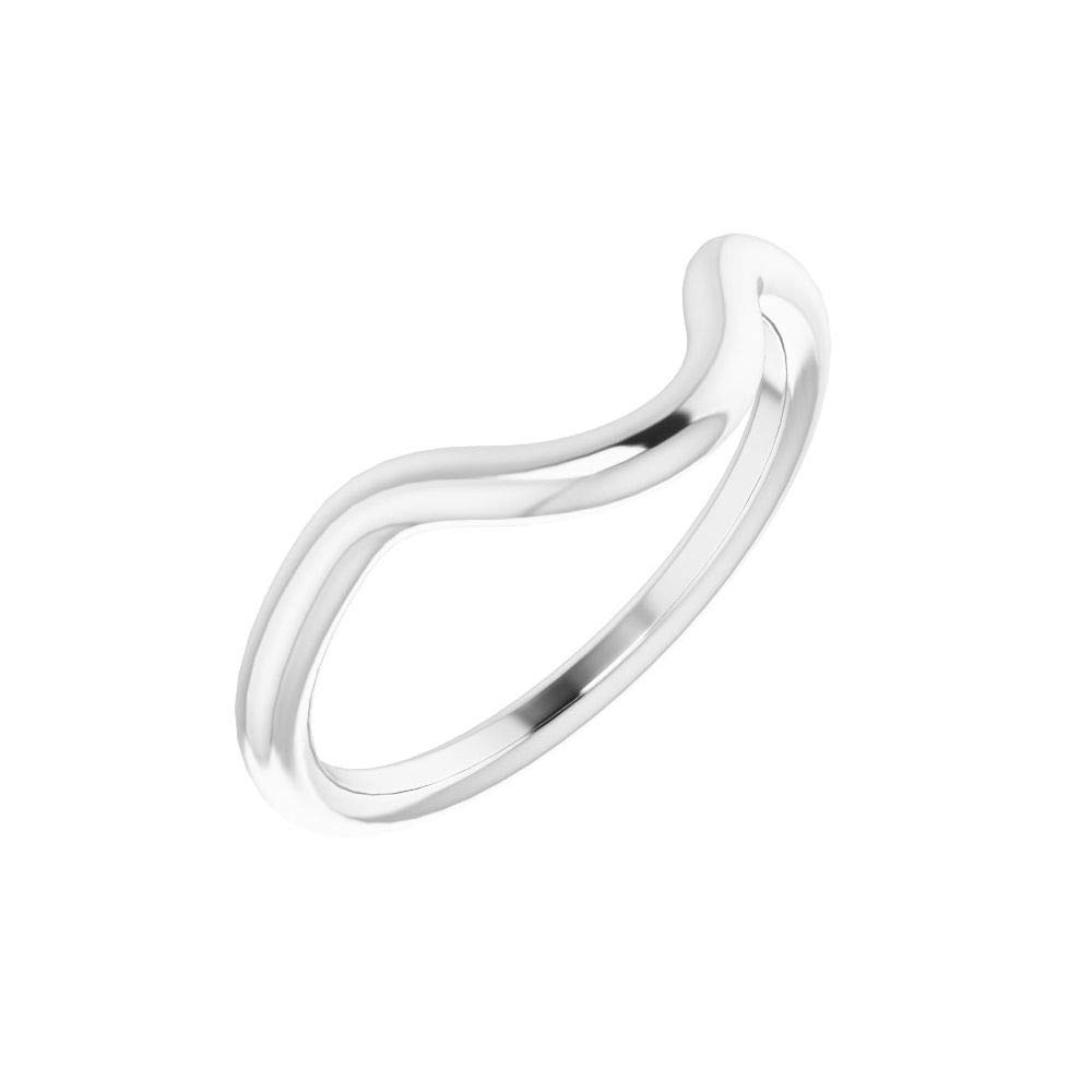 14K White Gold Curved Notched Wedding Band for 8x6mm Oval Ring Guard Enhancer - Size 7 | Elegant Bridal Jewelry for Engagement & Wedding Rings