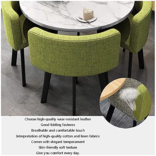 Round Marble Dining Table and 4 Chairs Set - Modern Coffee Table & Chair Combo for Balcony, Living Room, Kitchen | Perfect for Small Space Dining, Breakfast Nook, Apartment Decor & Entertaining Guests