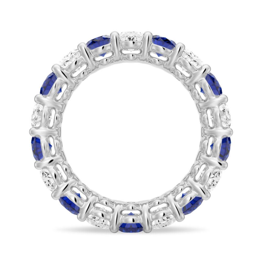 6.6 CT Lab-Created White Sapphire & Blue Sapphire Engagement Ring for Women - Perfect for Weddings, Anniversaries & Special Occasions