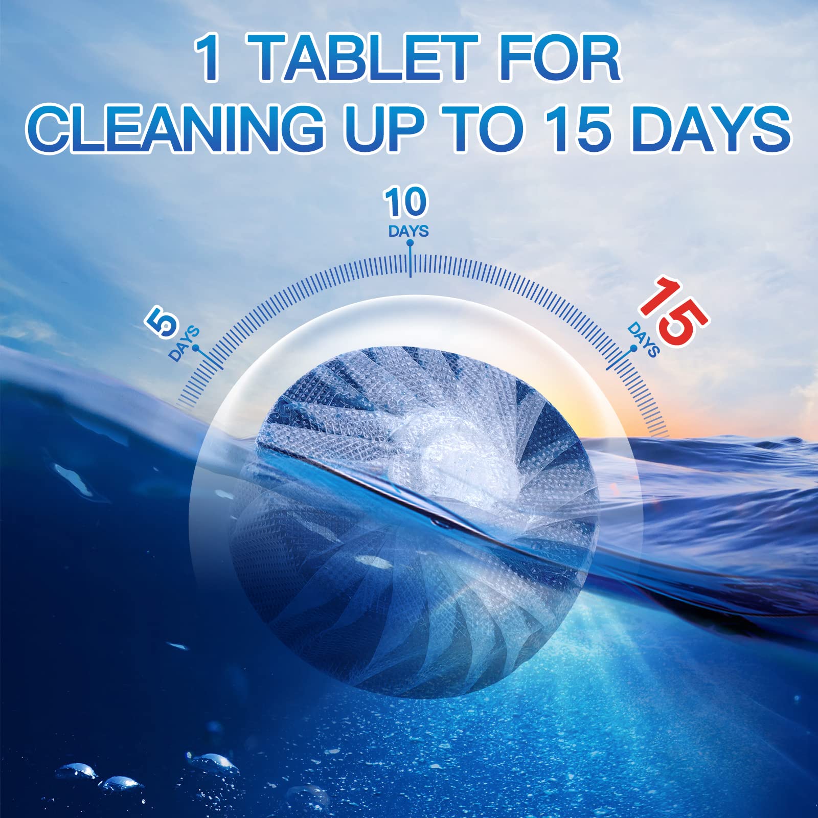 Vacplus Toilet Bowl Cleaner Tablets - 20 Pack, Long-Lasting Toilet Cleaner for Stains Prevention, Blue Cleaning Tablets for Bathroom & Toilet Maintenance - Perfect for Home, Hotel, and Office Use