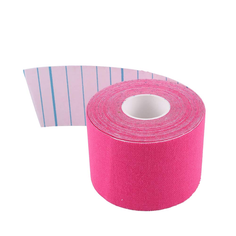 Yosoo Health Gear Kinesiology Tape - Waterproof Sports Athletic Tape for Shoulder, Knee, Elbow & Ankle Support | Breathable Elastic Physio Tape for Muscle Pain Relief & Injury Recovery | Ideal for Athletes, Gym Workouts & Physical Therapy (Pink)